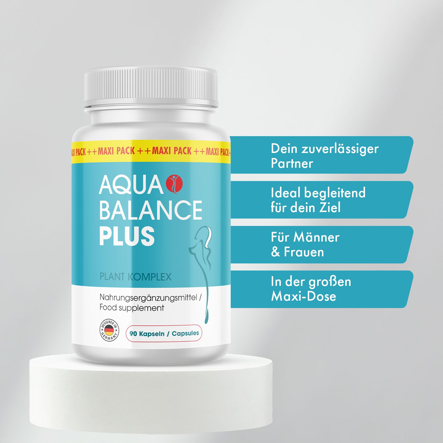 Aqua Balance Plus Kapseldose, Maxi-Dose mit 90 Kapseln, für Männer und Frauen.