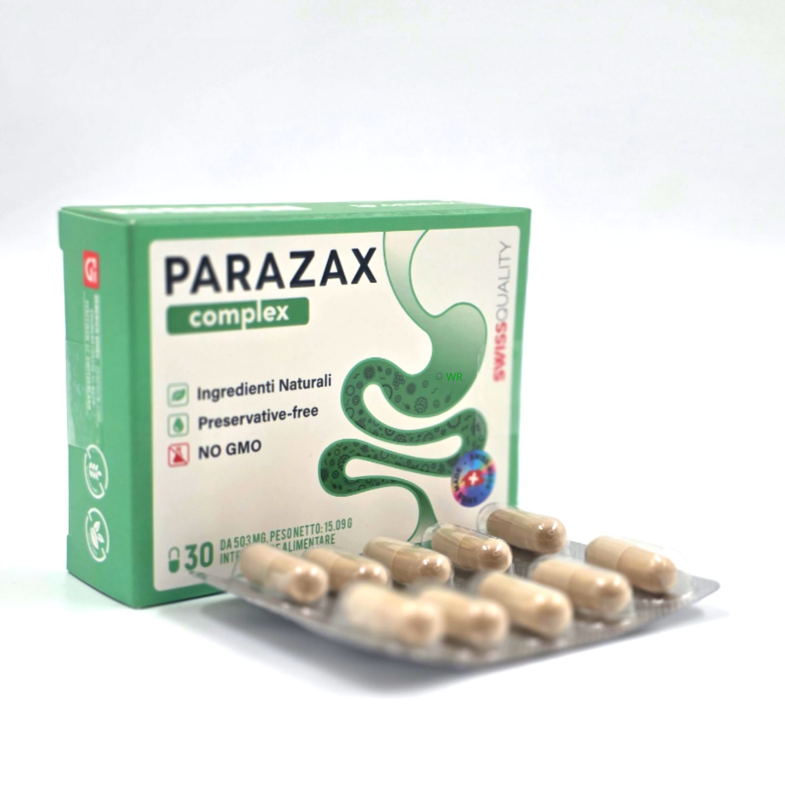 PARAZAX complex Verpackung mit einer Blisterpackung Kapseln.
