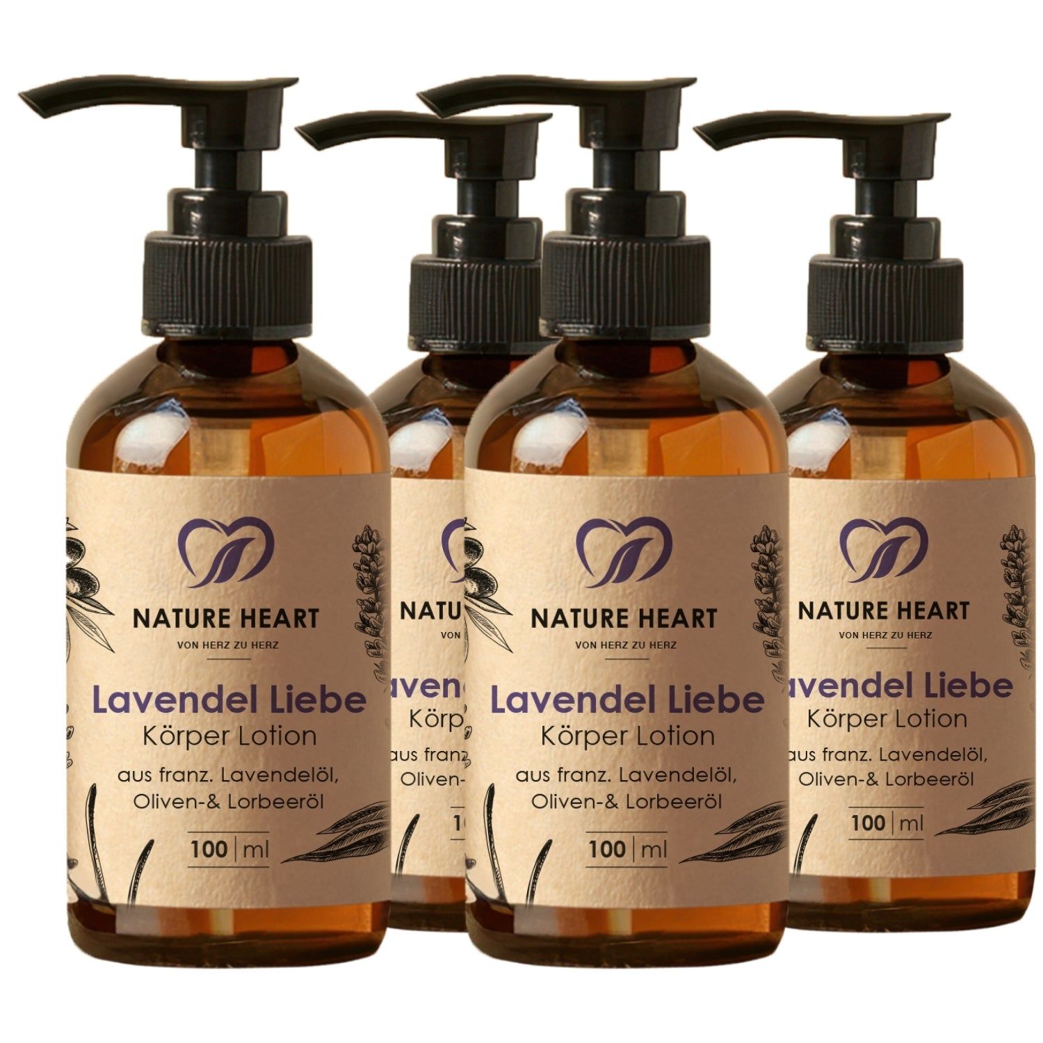 Nature Heart Lavendel Liebe Körperlotion 4x100 ml