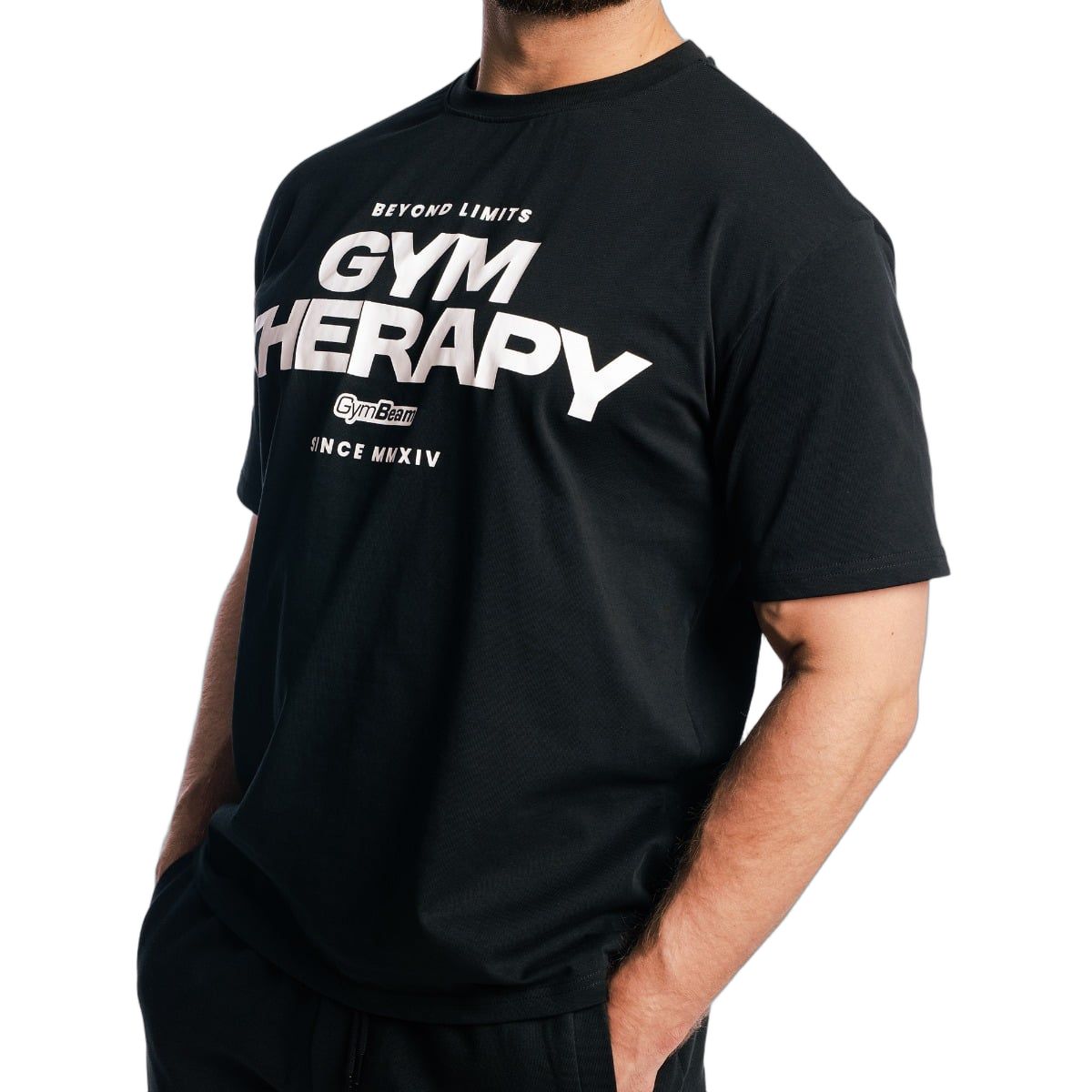 GymBeam T-Shirt Herren Gym Therapy oversized mit Kurzarm in Schwarz