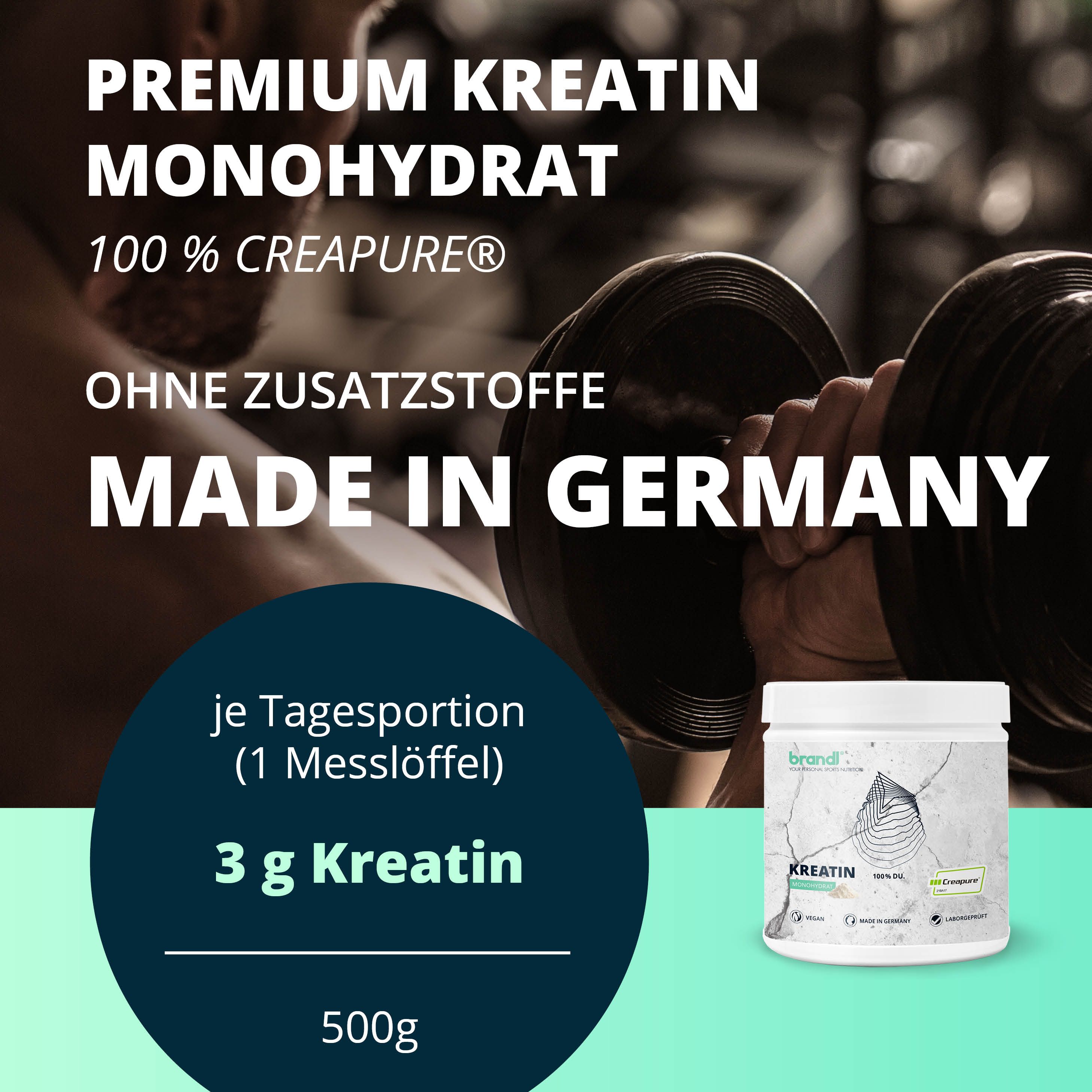 brandl® Kreatin Creapure Creatin Monohydrat Pulver | 100% Made in Germany 1000 g