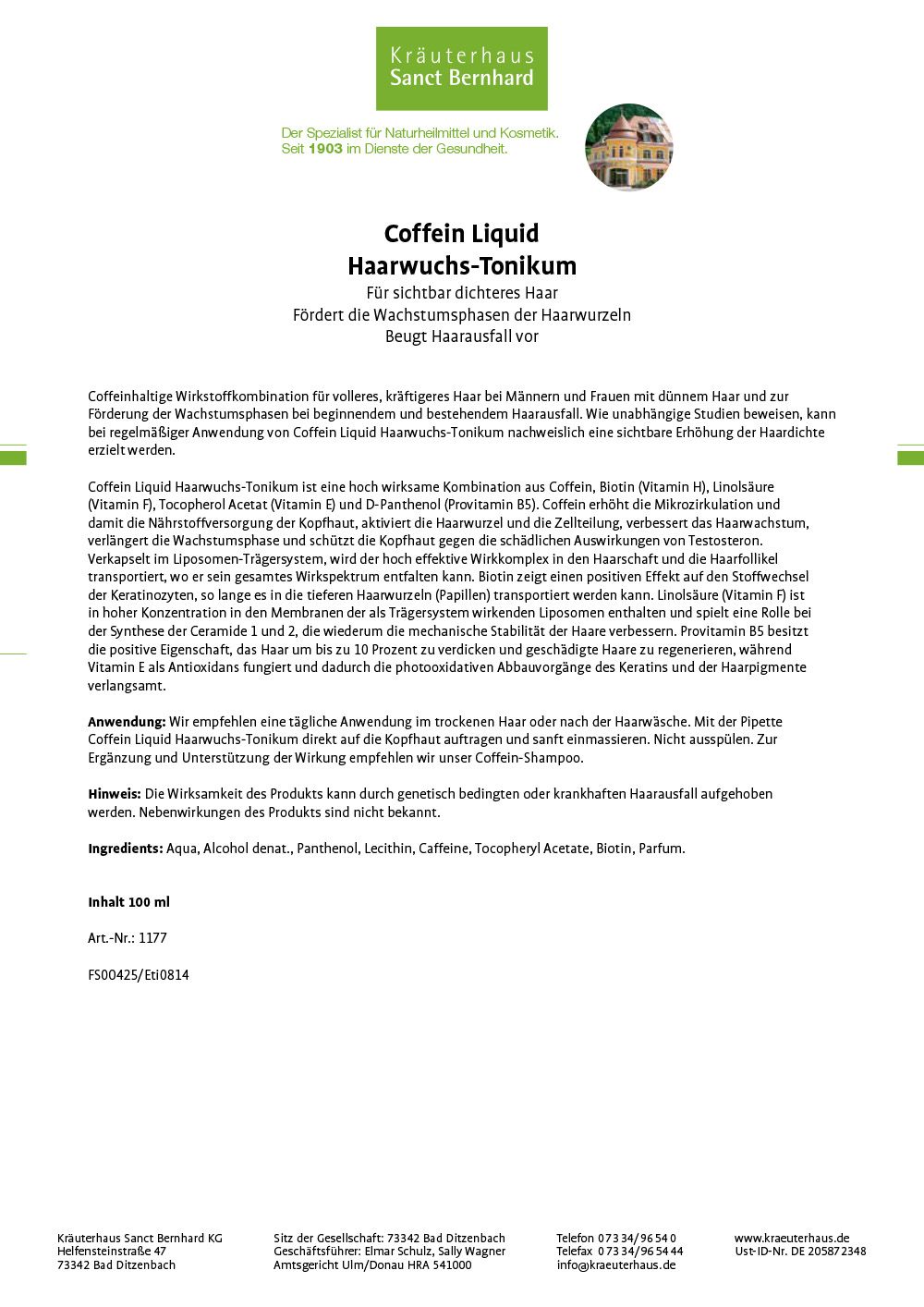 Sanct Bernhard Coffein Haarpflegeset