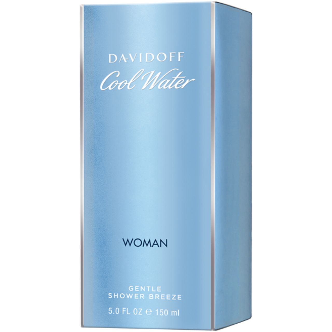 Blaue Schachtel. Aufschrift: Davidoff Cool Water Woman, Gentle Shower Breeze. 150 ml.
