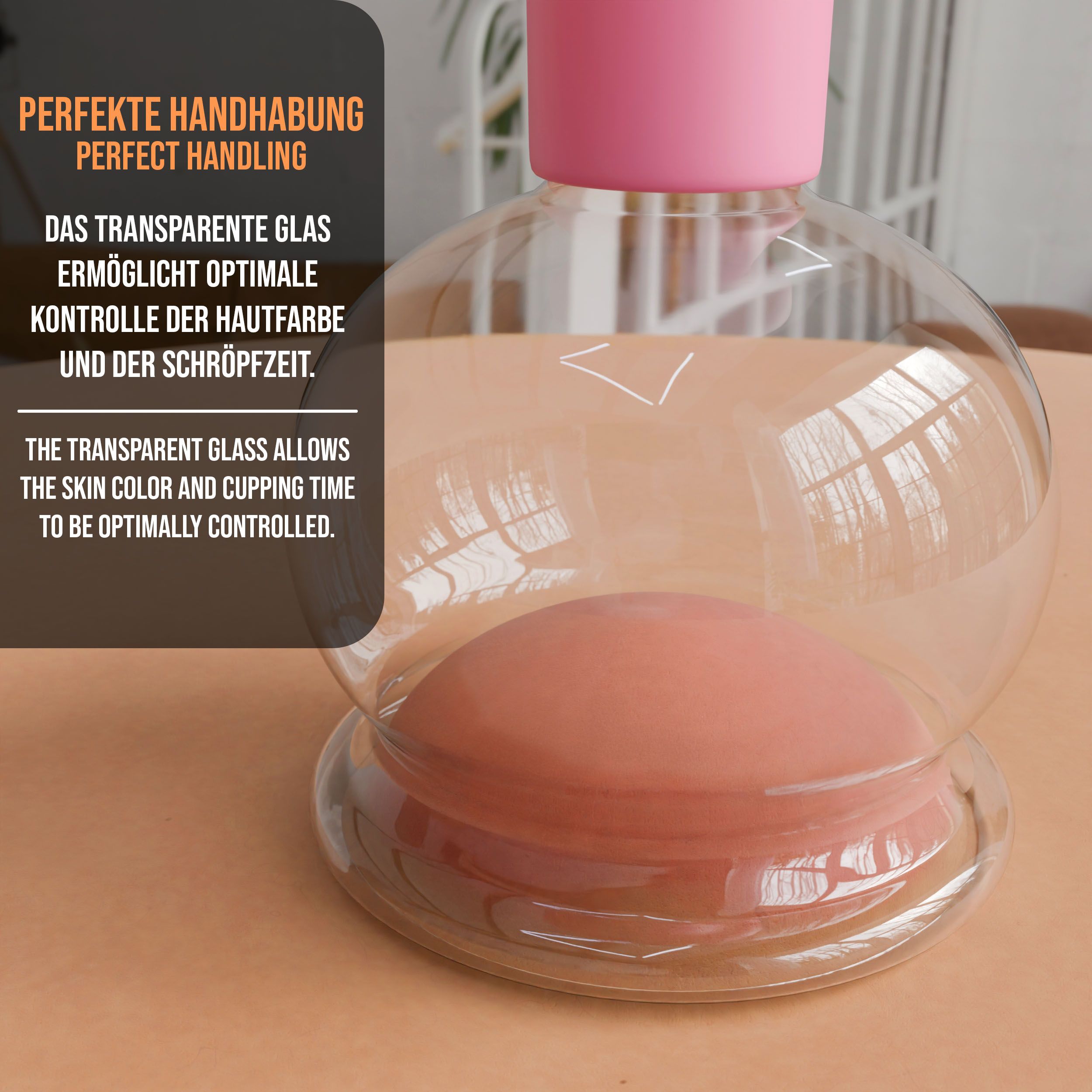 Pulox Schröpfgläser Set aus Echtglas - 5x Schröpfglas mit Saugball, verschiedene Größen in Pink
