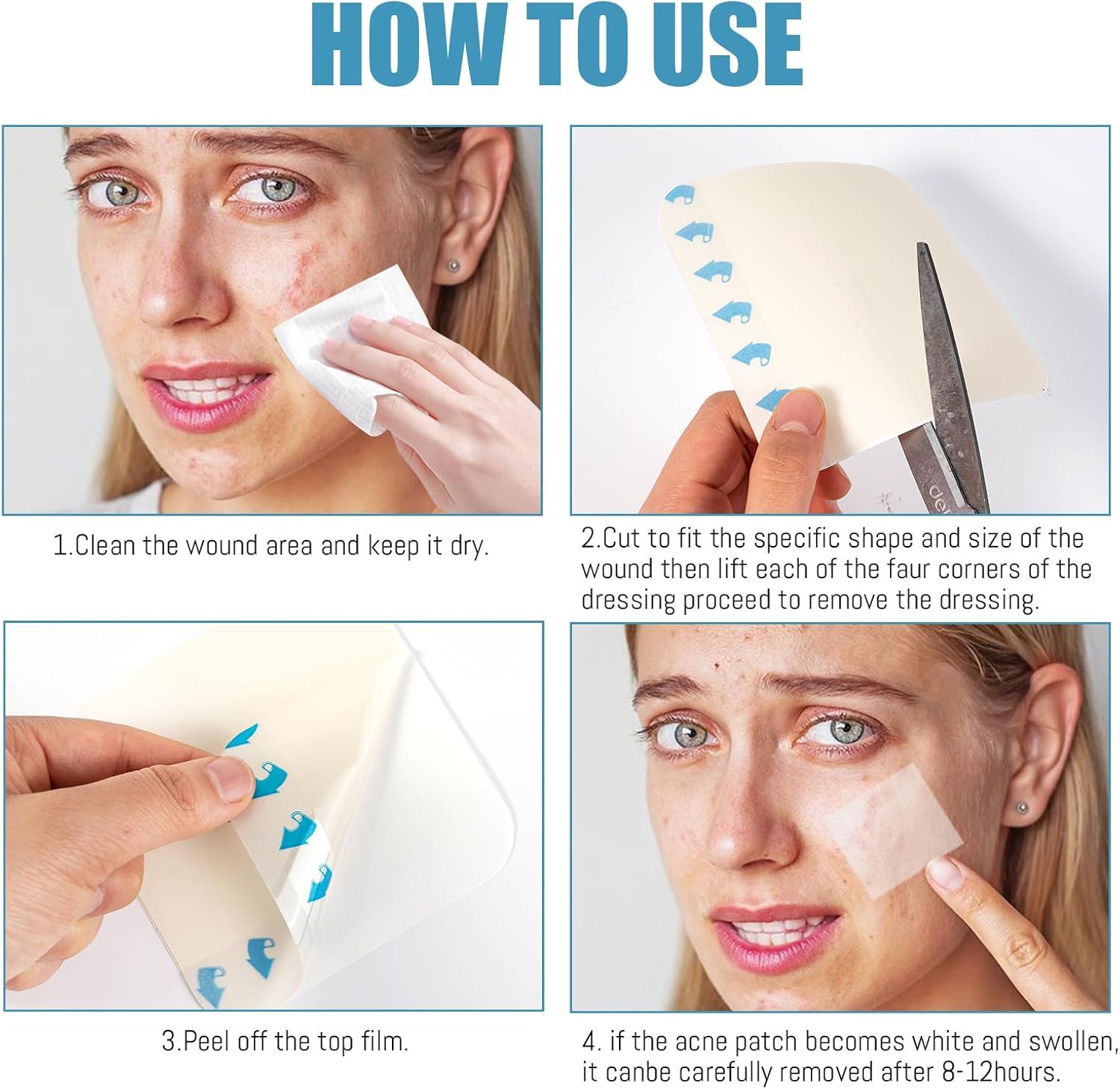 Leikedun Hydrokolloid Wundauflagen 5 x 5 cm, Extra Dünn