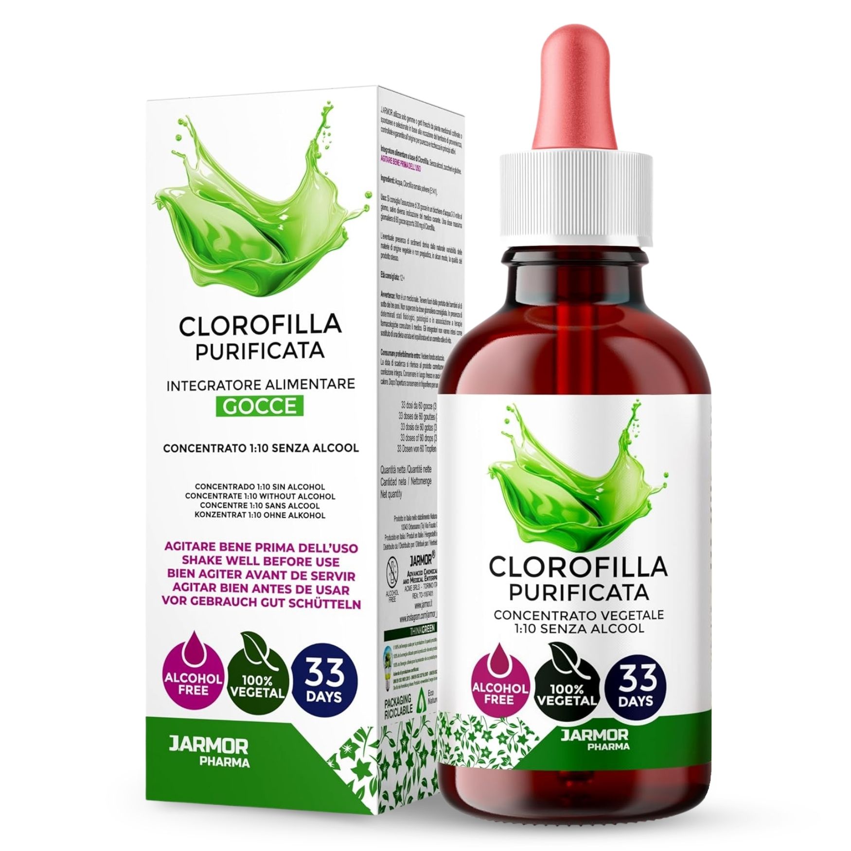 Clorofilla Liquida Gocce 100ml | Detox Fegato Intestino Concentrata Senza Alcol