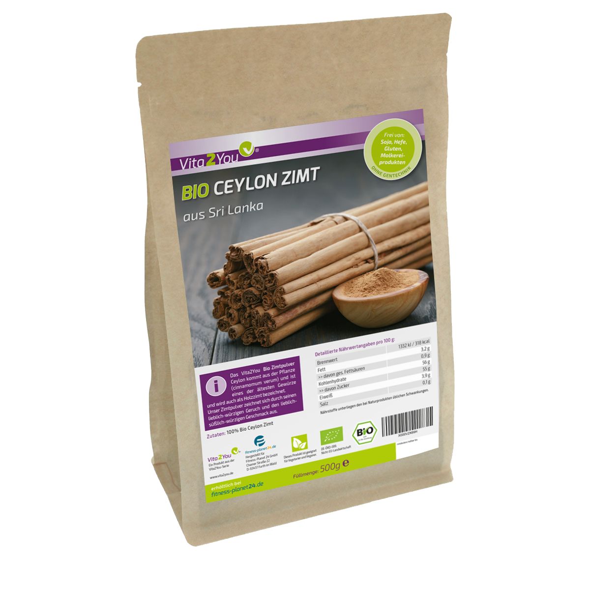 Vita2You Bio Ceylon Zimt Pulver 0,5 kg