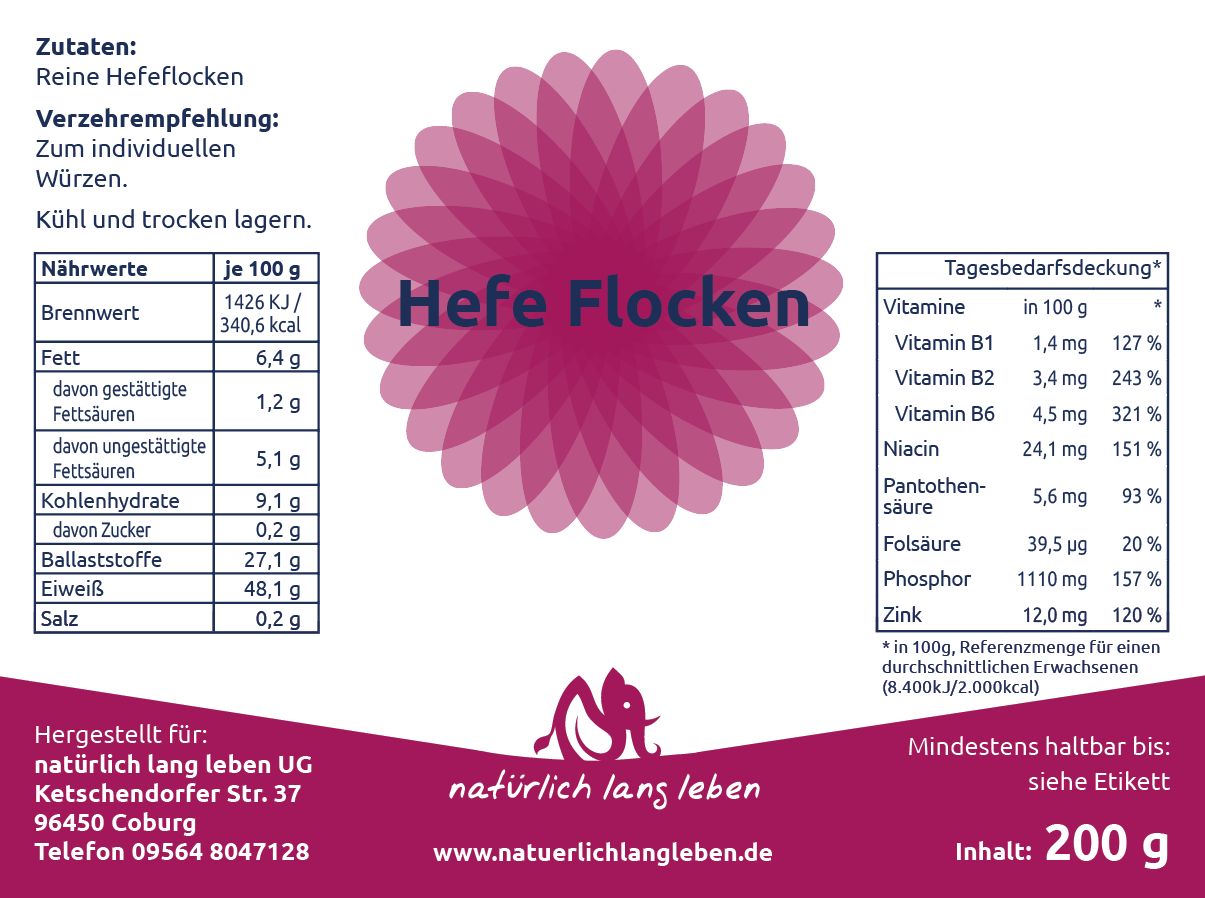 natürlich lang leben Hefeflocken