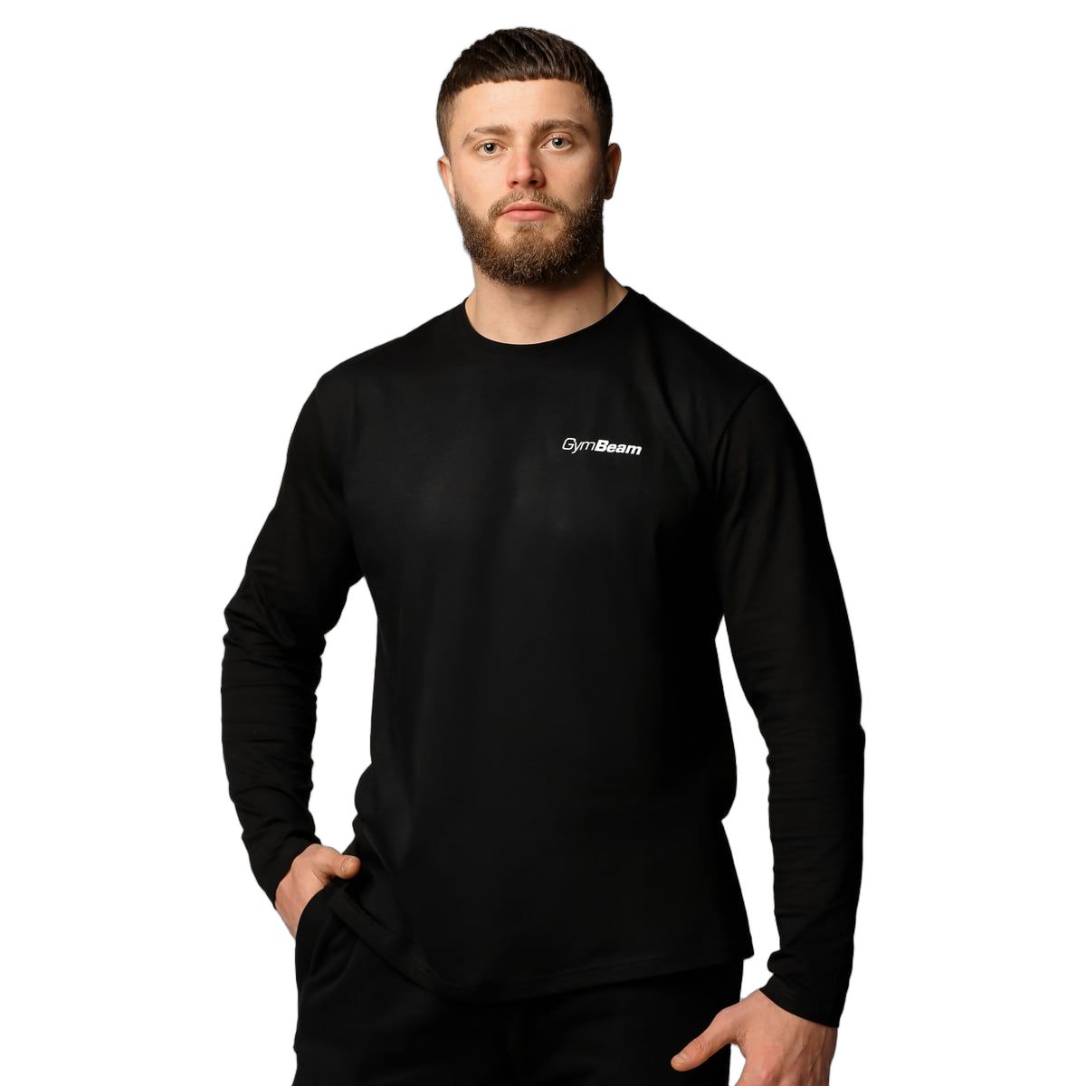GymBeam Langarm-T-Shirt Herren Regular mit Baumwolle Black 1 St