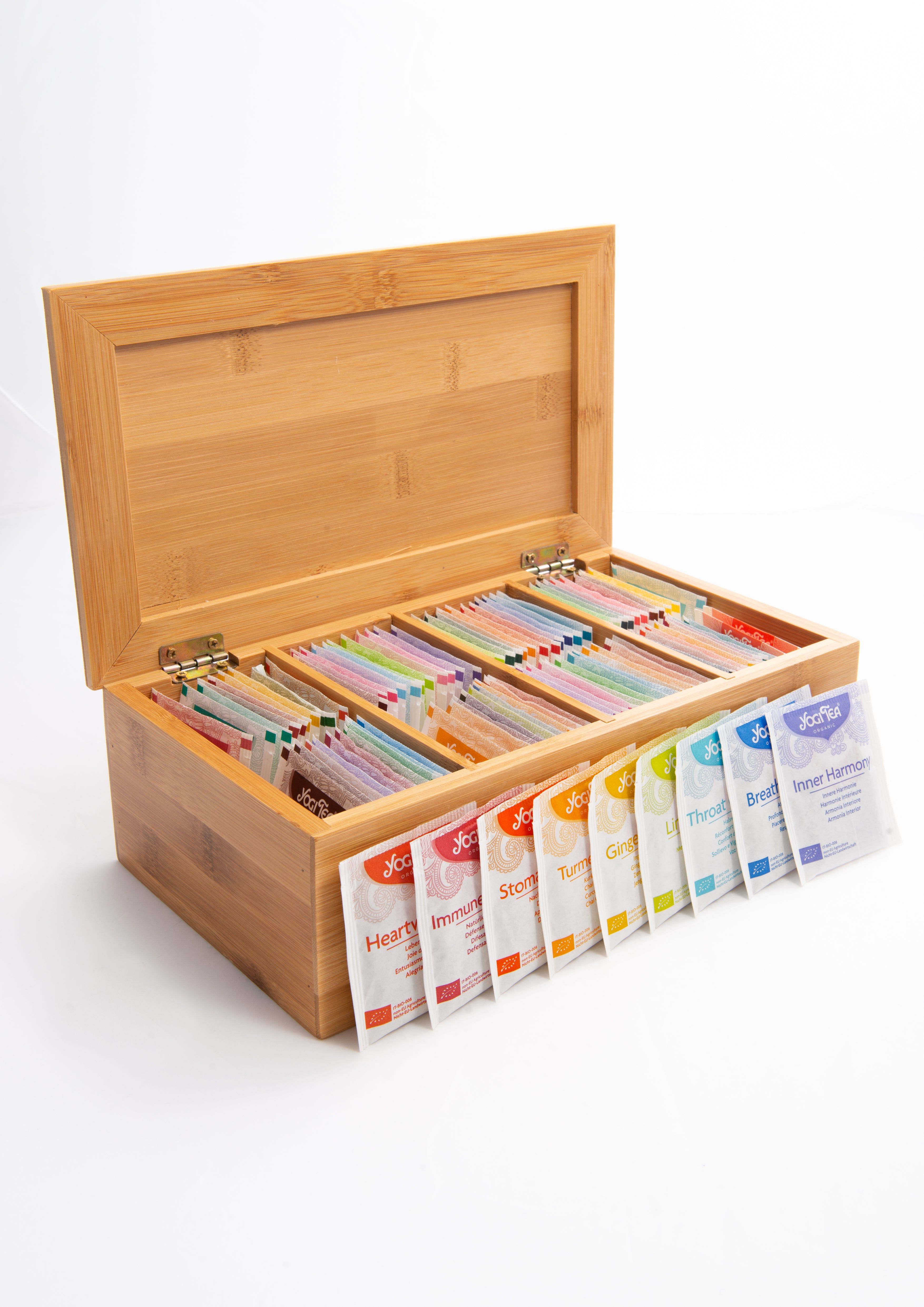 Probierbox aus Holz mit YOGI TEA | 48 Bio Sorten (96 Btl)