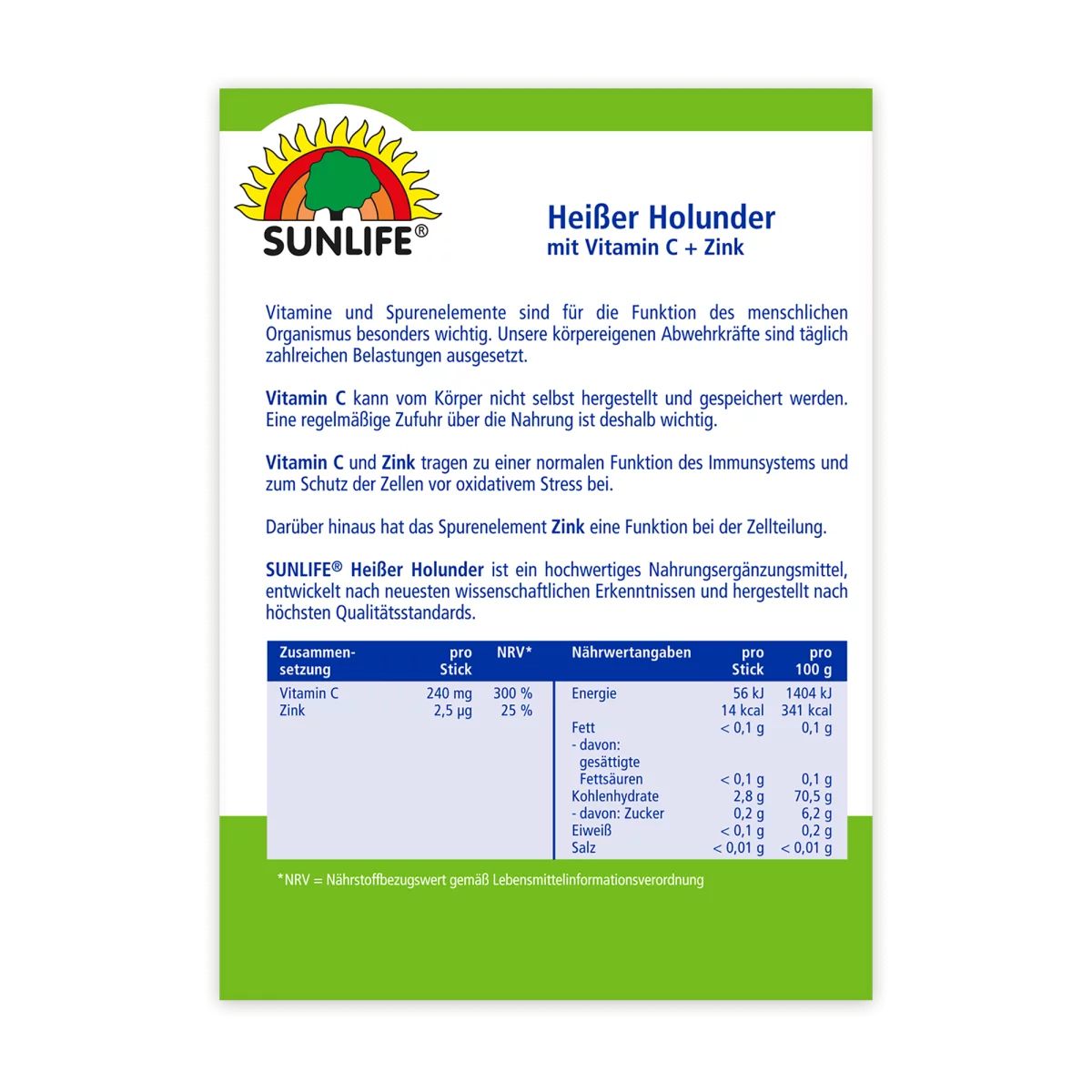 Sunlife Heißer Holunder mit Vitamin C + Zink