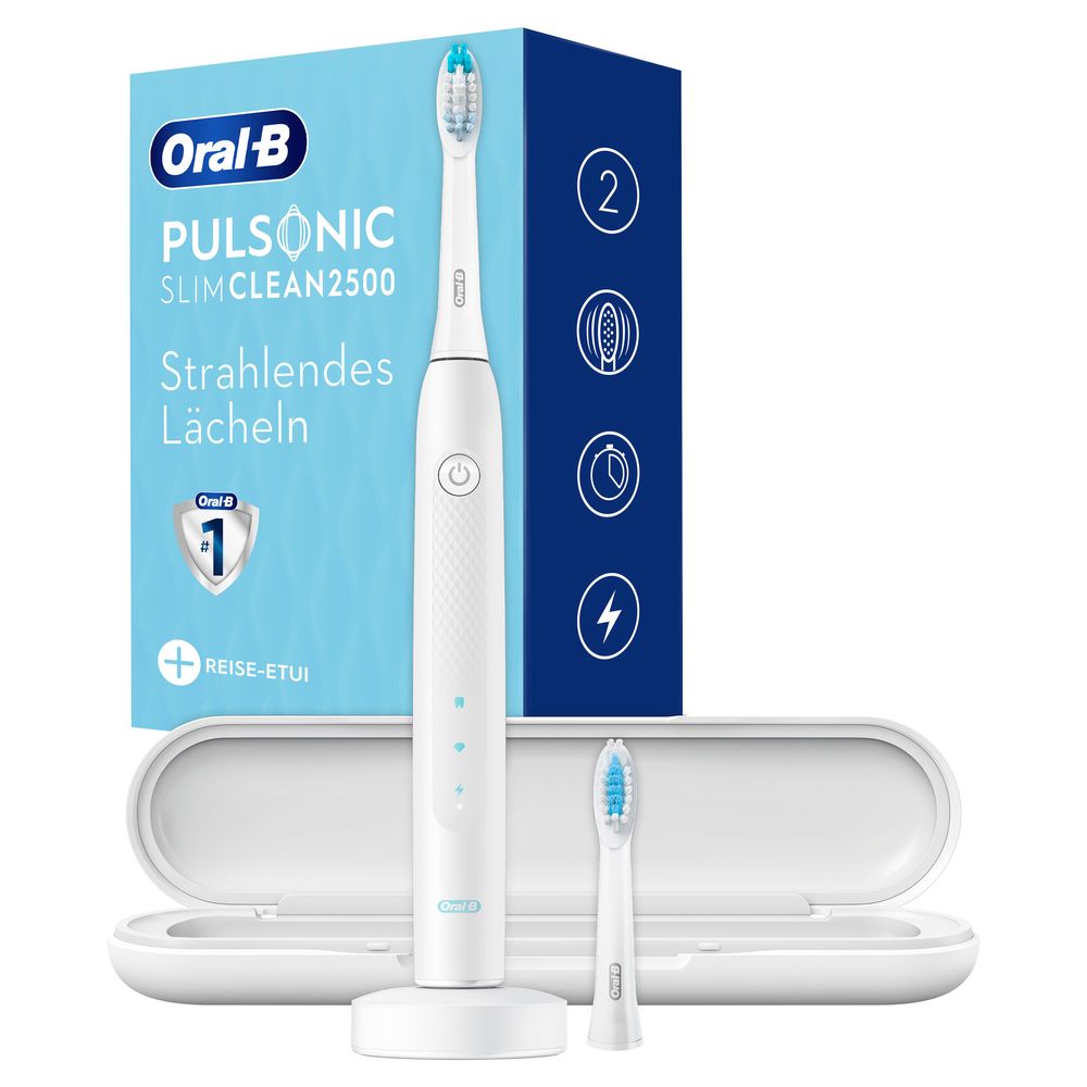 Oral-B - Elektrische Schallzahnbürste "Pulsonic Slim Clean 2500" in Weiß mit Reiseetui