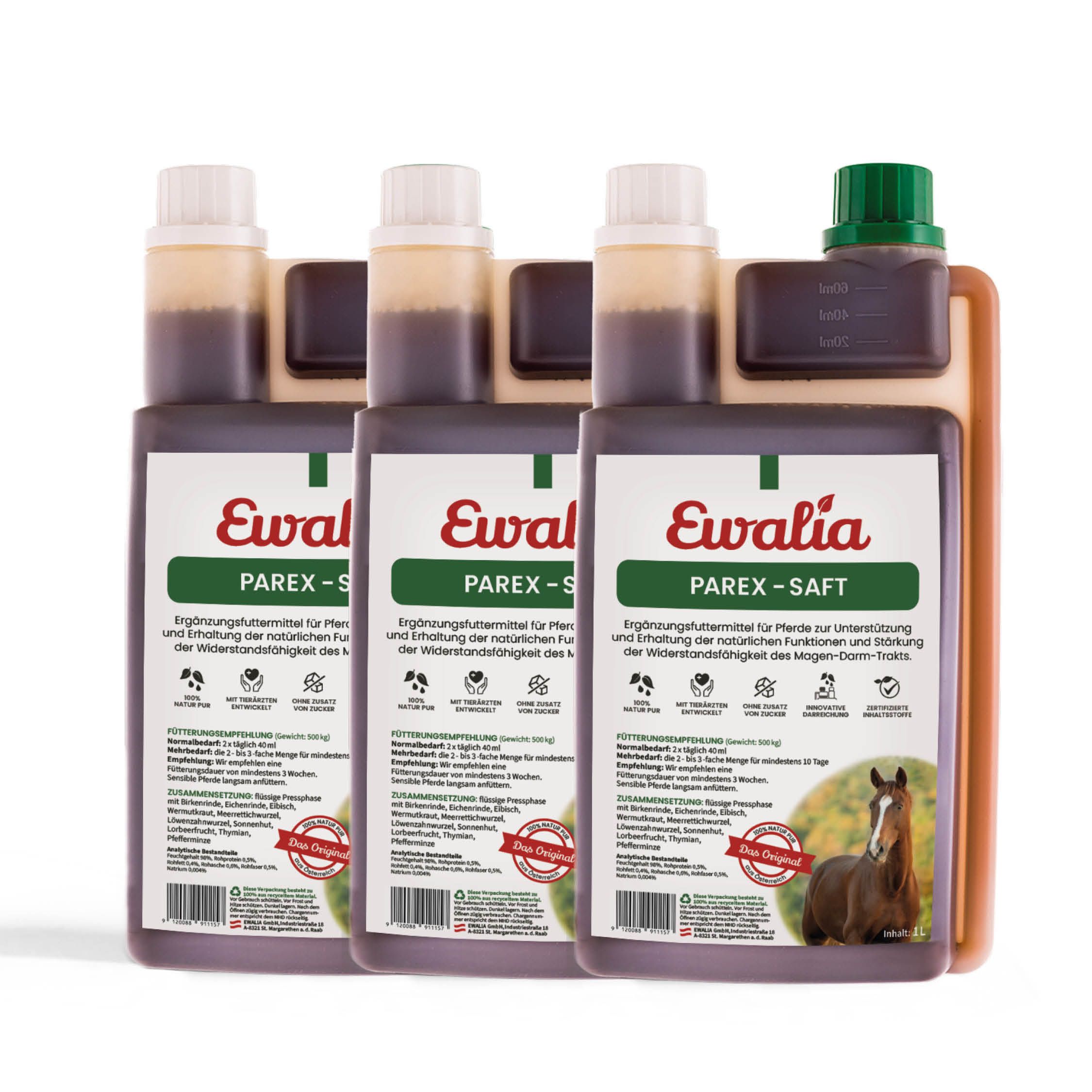 EWALIA Parex-Saft für Pferde Dreierpack