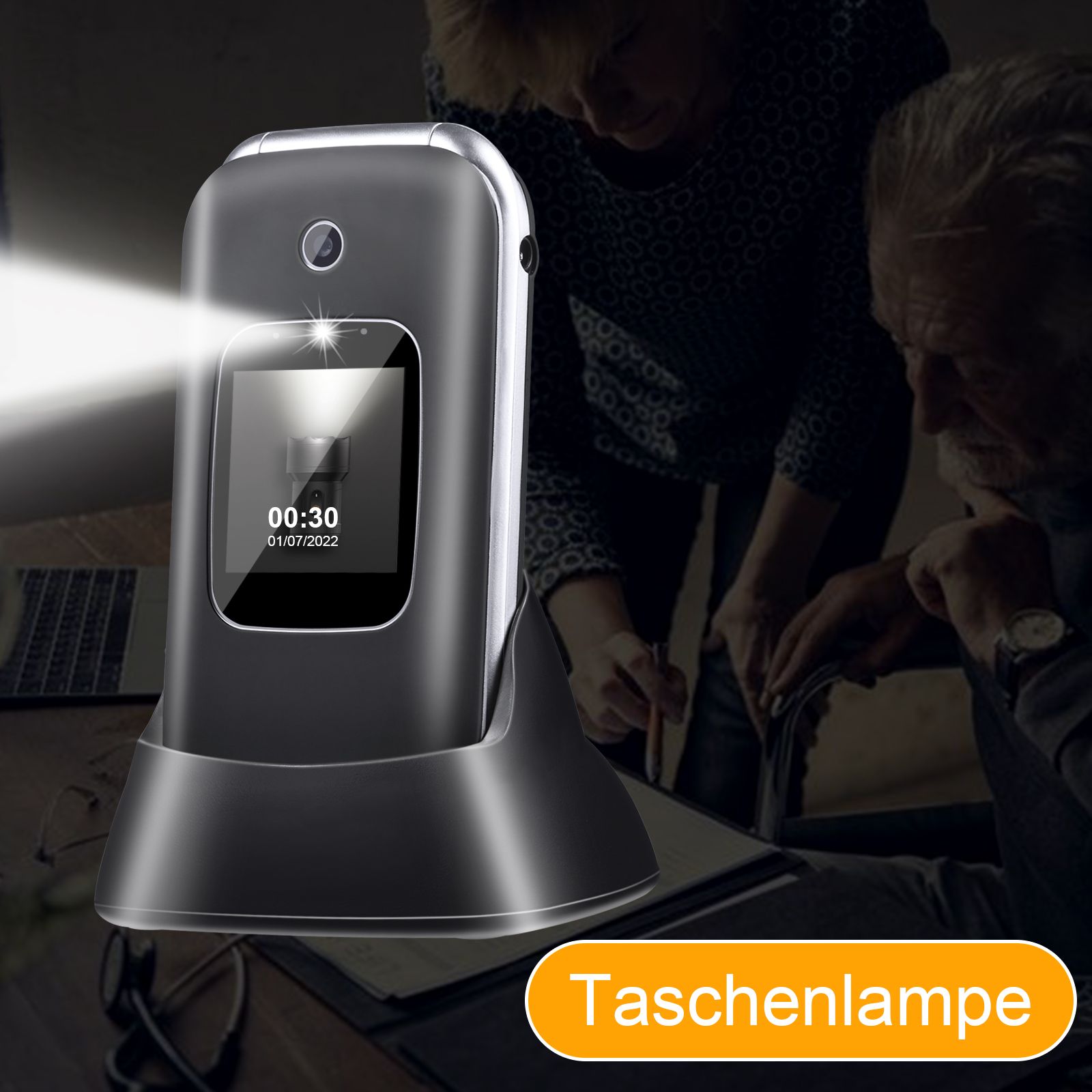 Tokvia Seniorenhandy T221 | Klapphandy mit Notruftaste & Außendisplay