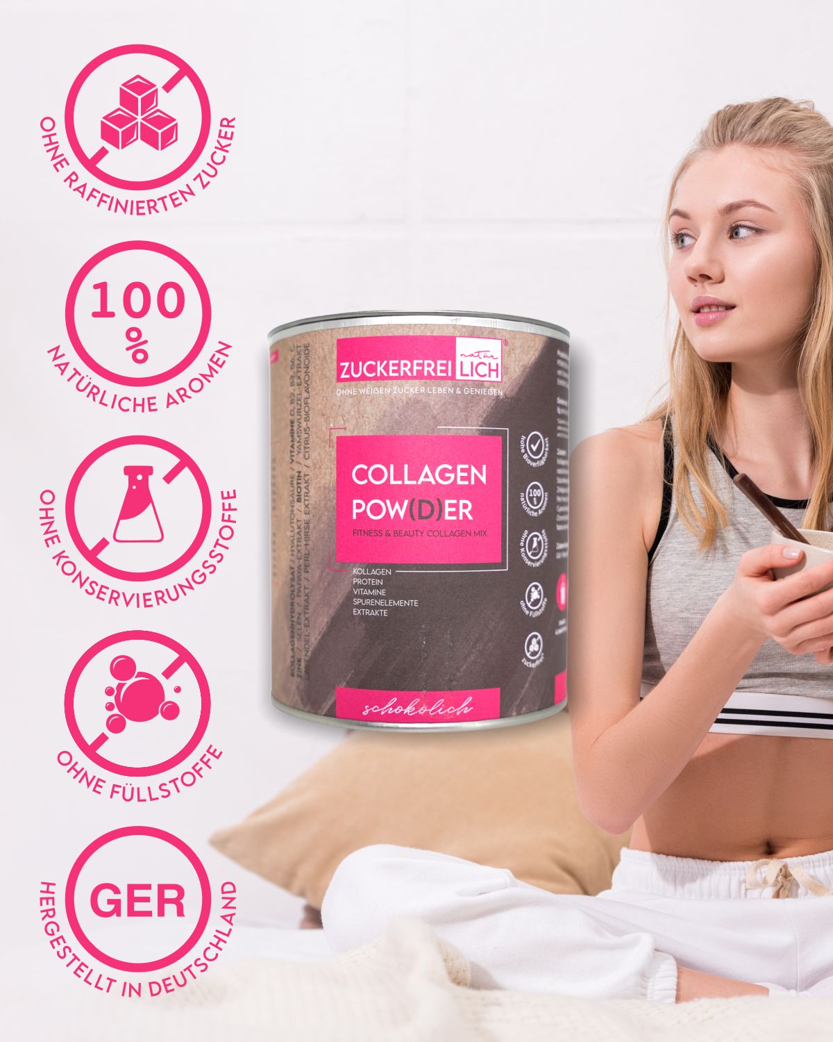 ZUCKERFREIlich Collagen Pulver mit Vitaminen Schokolich