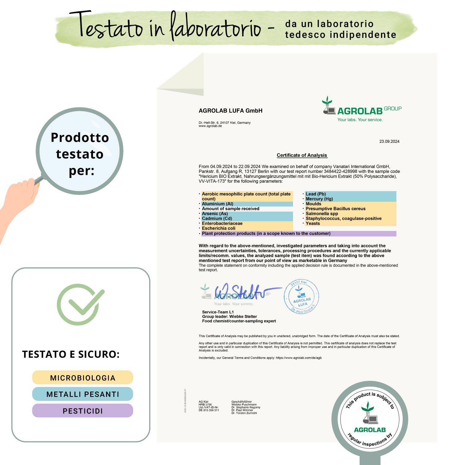 Infografica sulle promesse del produttore. Informazioni su formule, materie prime, veganismo, ecc.