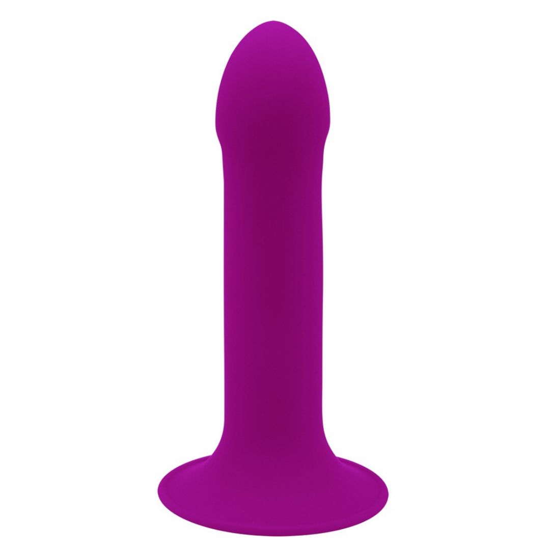 Lila Dildo mit abgerundeter Spitze und breiter Basis.