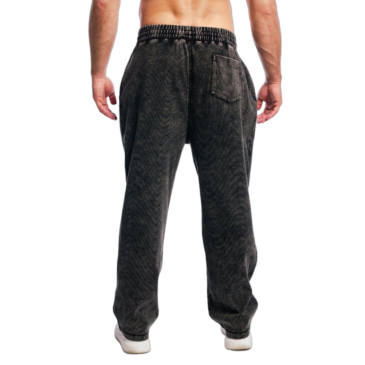 GymBeam Herren Jogginghose Oversized mit Kordelzug in Washed Schwarz