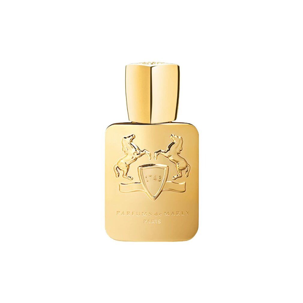 Goldfarbener Flakon. Godolphin Eau de Parfum. Marke Parfums de Marly.