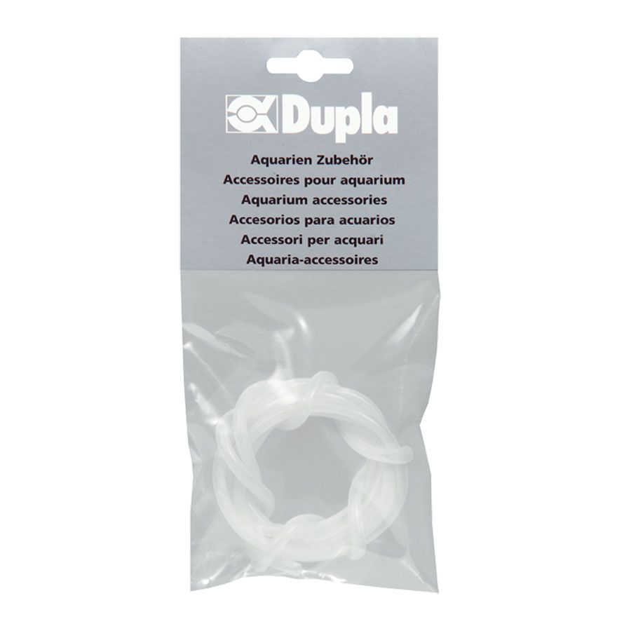 Silikonschlauch in Plastikverpackung. Marke Dupla. Text: Aquarien Zubehör, Aquarium accessories.