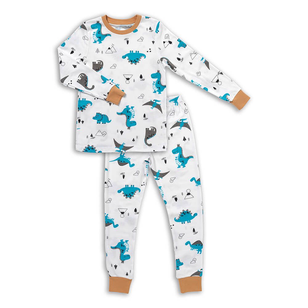 schlummersack Kinder Pyjama 2-teilig aus 100% Bio-Baumwolle Langarm Größe 140 Jurassic