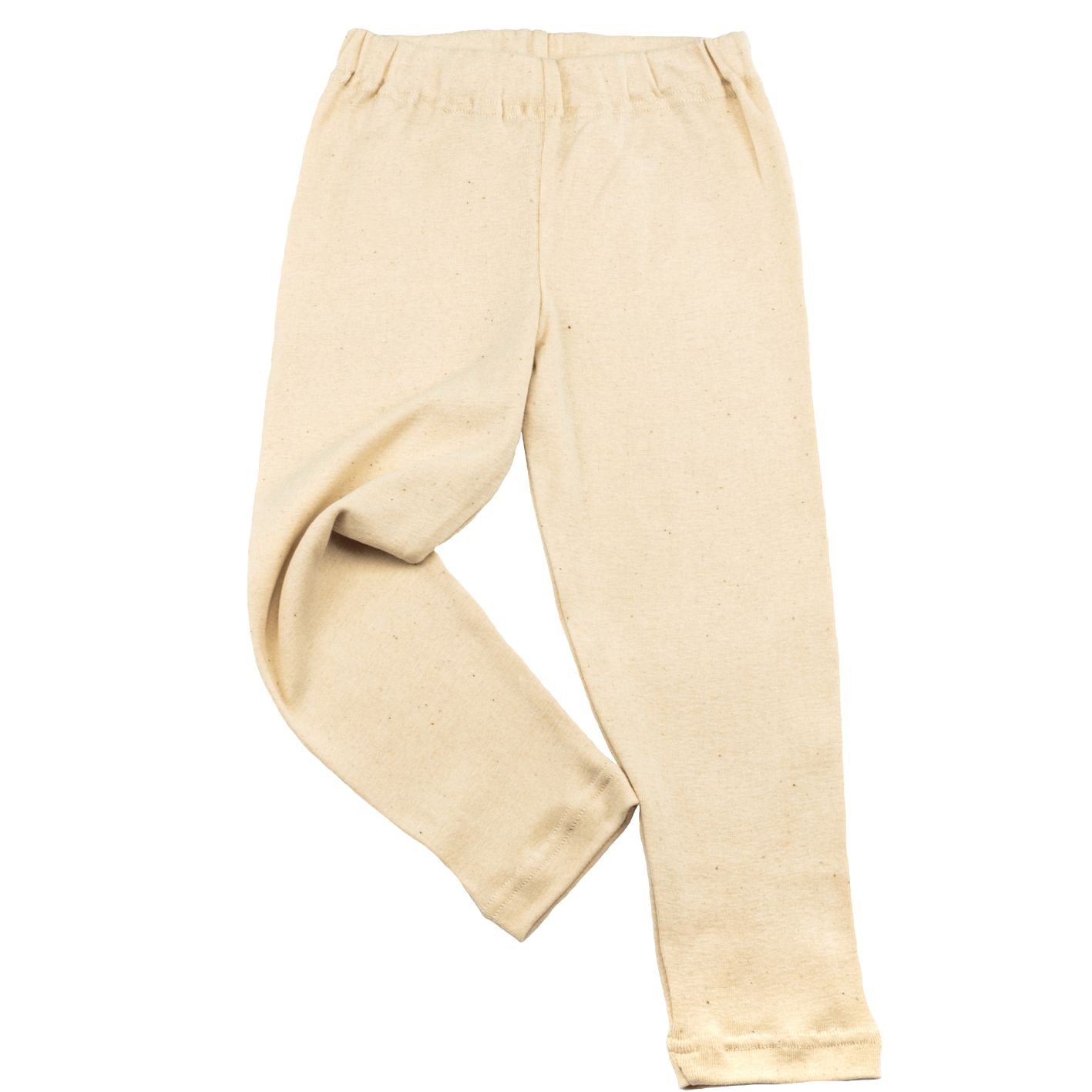 Beige Leggings. Elastischer Bund. Aus Baumwollstoff.