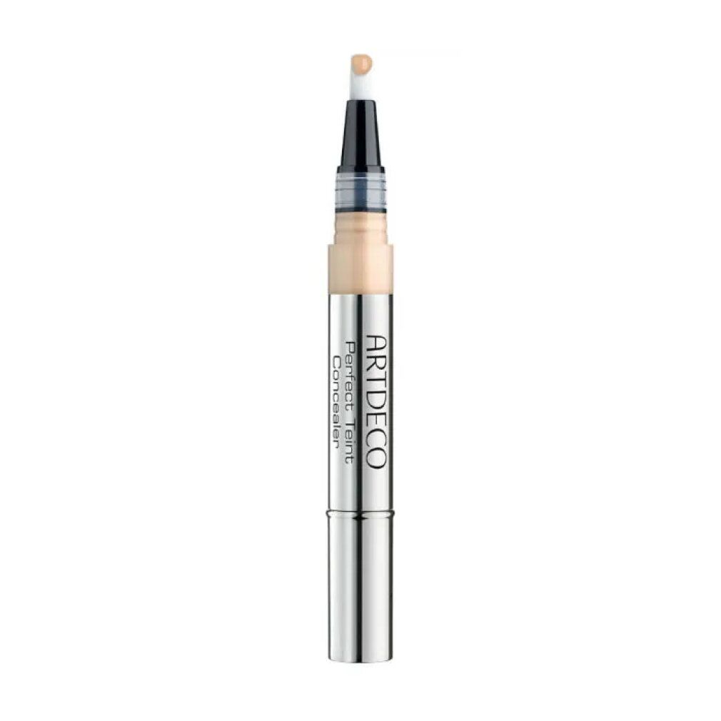 PERFECT TEINT Concealer. Silberfarbene Hülle, hellbeige Farbton. Aufschrift: ARTDECO Perfect Teint Concealer.