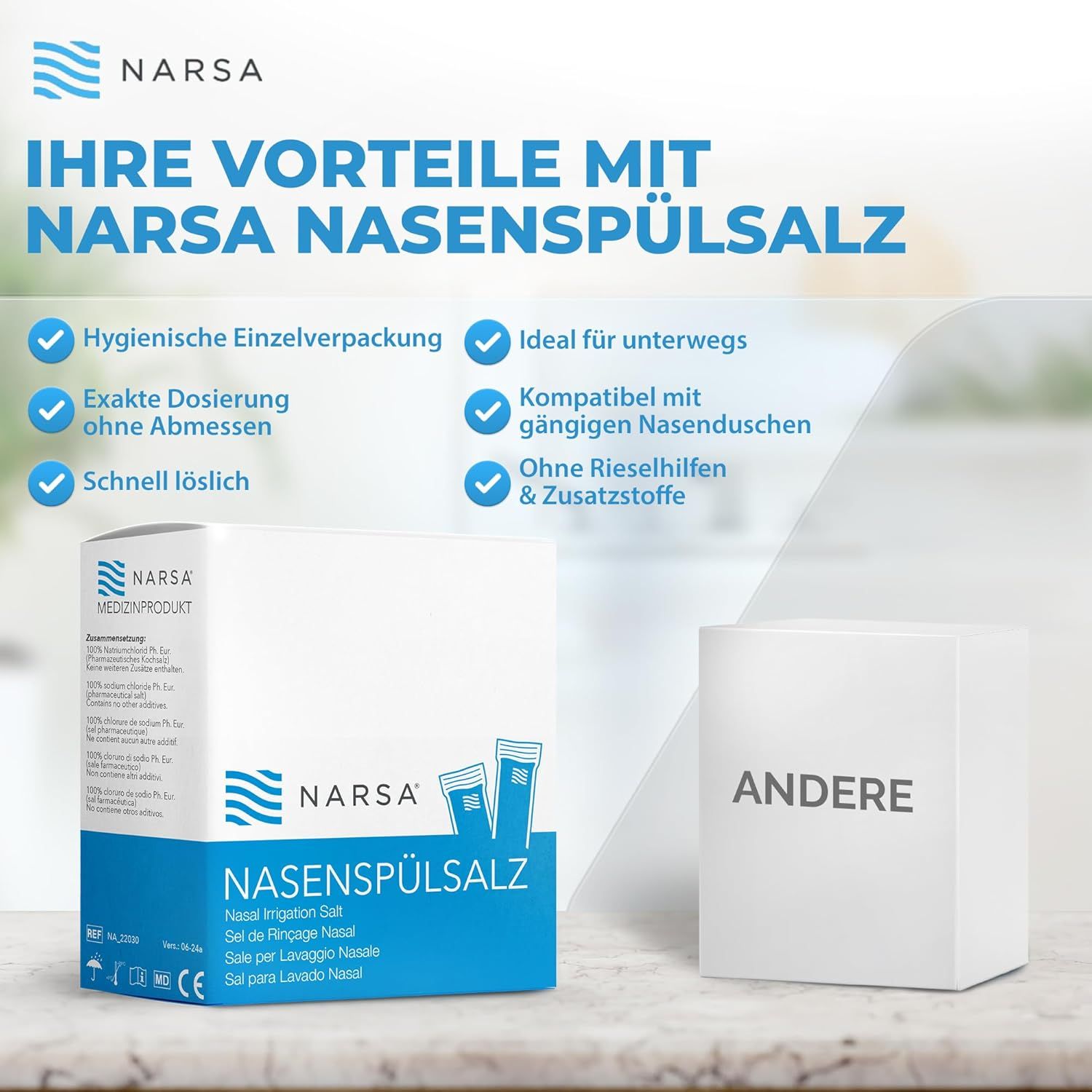 NARSA Nasenspülsalz 60er - Sticks