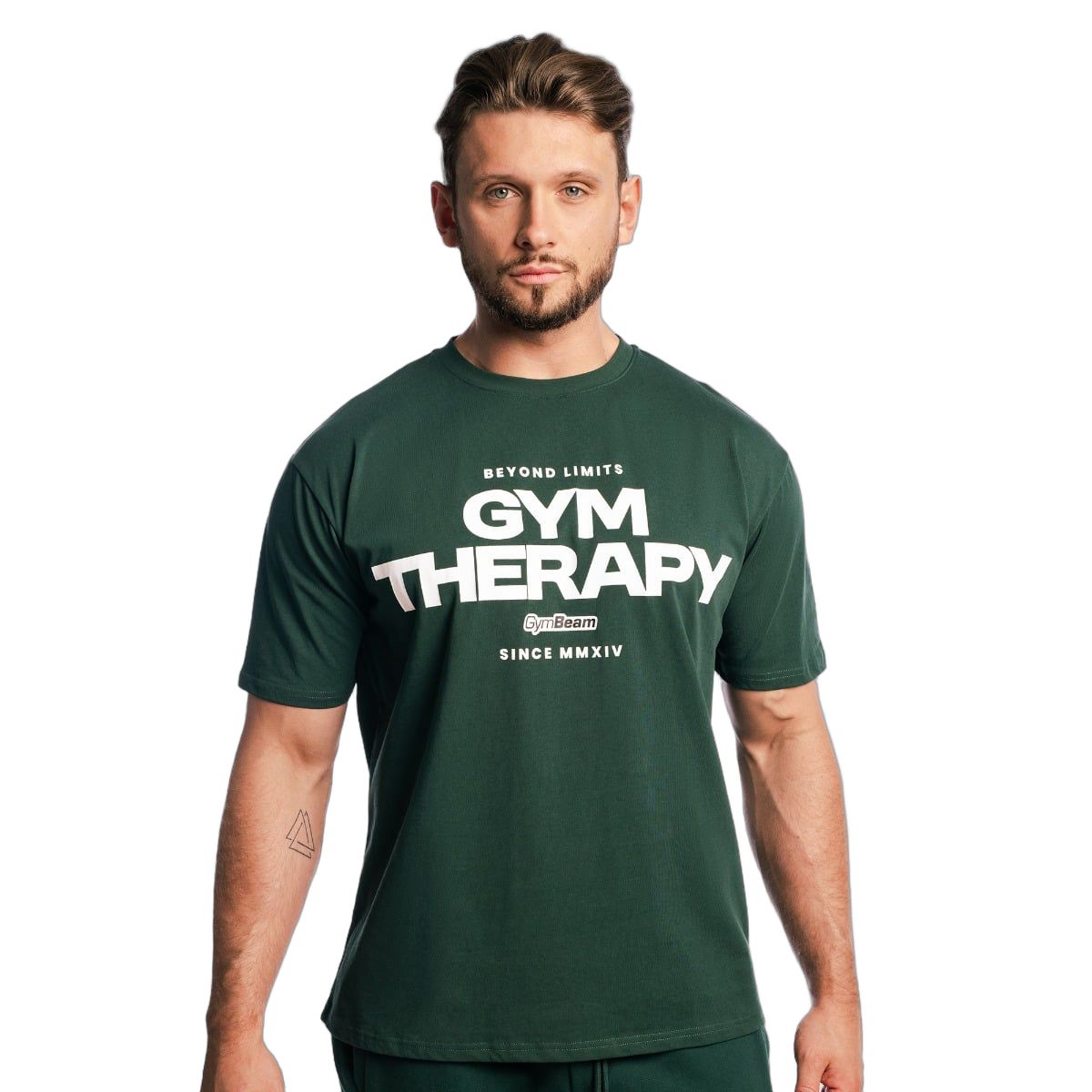 GymBeam T-Shirt Herren Gym Therapy oversized mit Kurzarm in Waldgrün 1 St