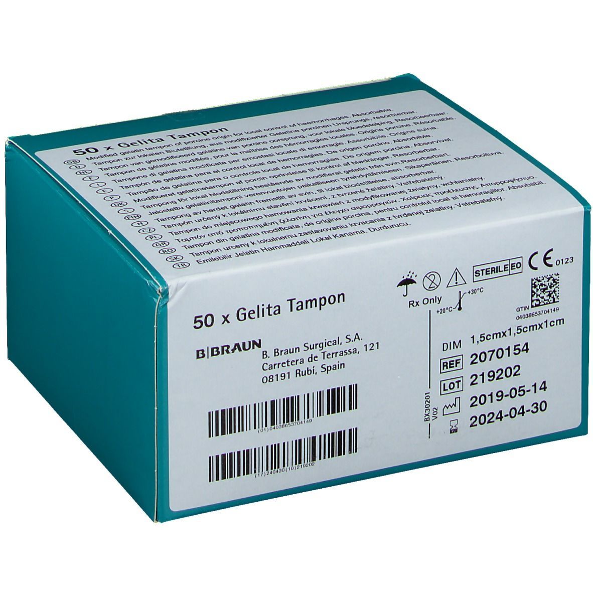 Gelita-Tampon 1 x 1,5 x 1,5 cm