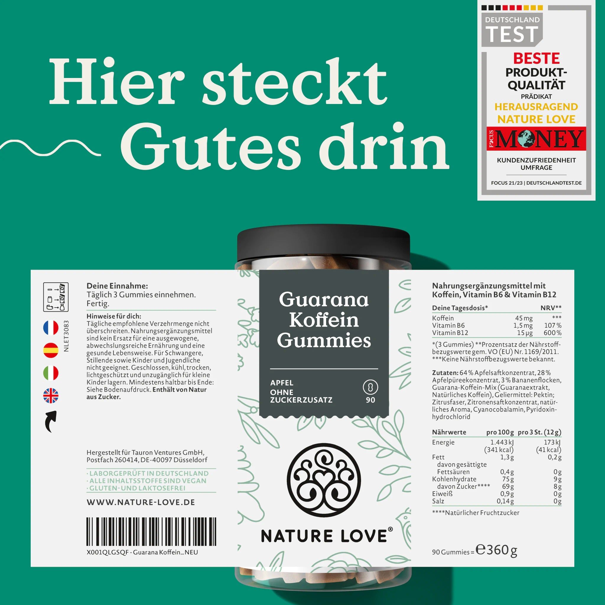 Nature Love® Guarana Koffein 90 St Gummibärchen