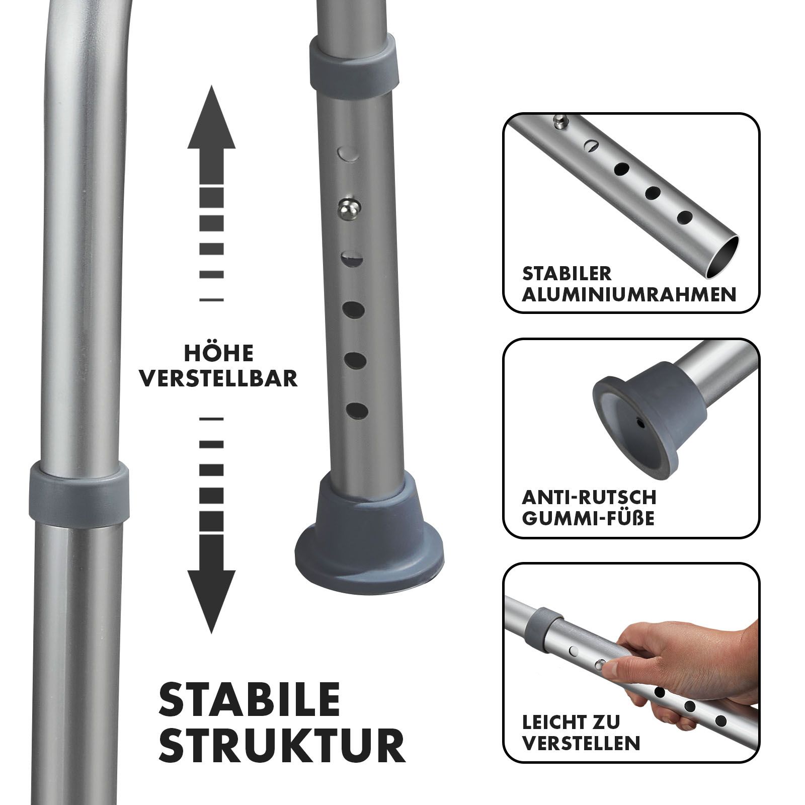 KARAT Duschhocker Peter - Höhenverstellbar, rutschfest - Belastbar bis 150 kg - 360° drehbar