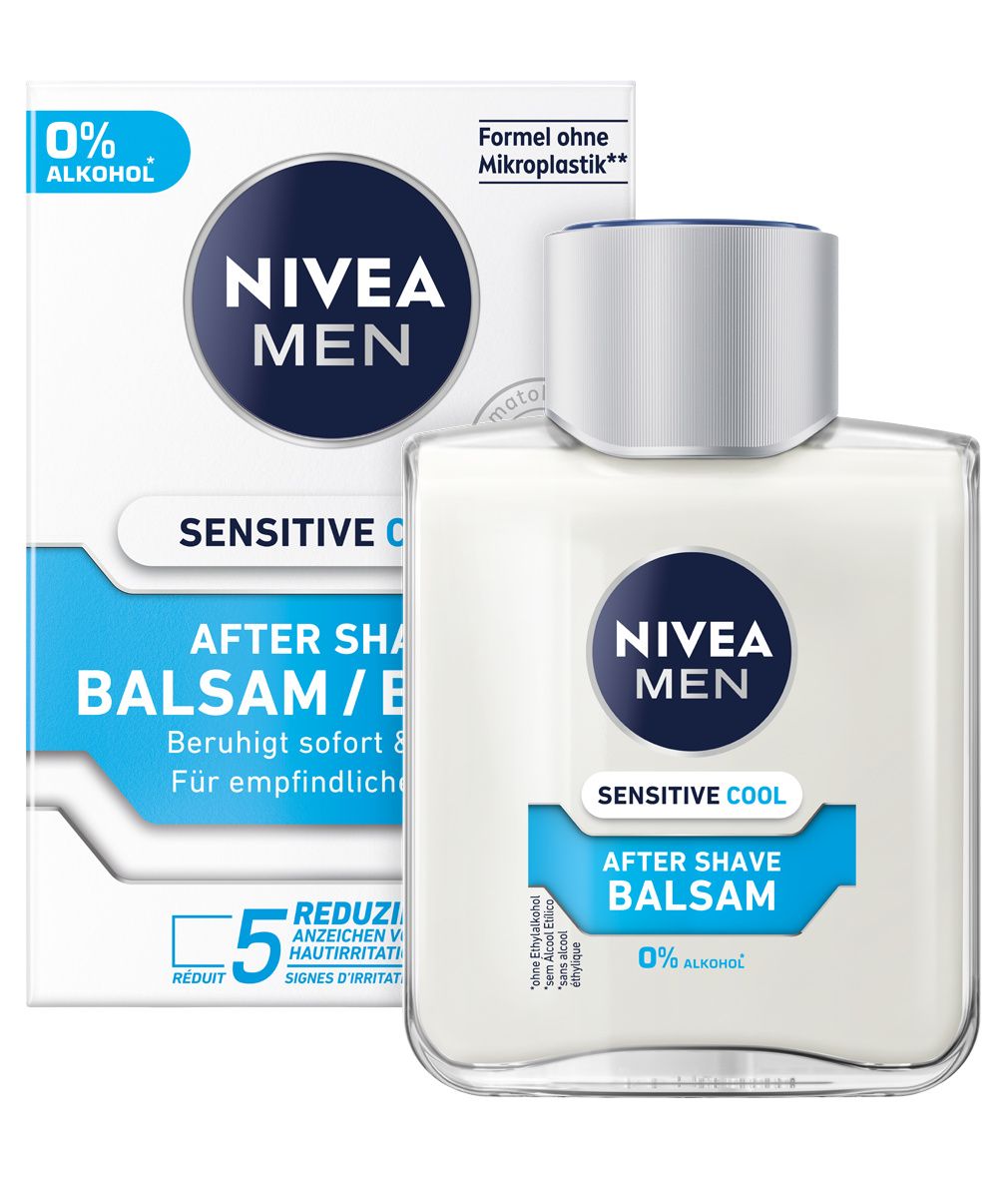 NIVEA MEN After Shave Balsam Sensitive Cool mit Verpackung. 0% Alkohol. Beruhigt sofort & kühlt. Für empfindliche Haut.