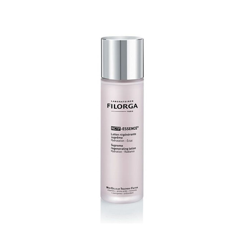 Filorga NCEF-ESSENCE Supreme Regenerating Lotion in einer rosa Flasche.