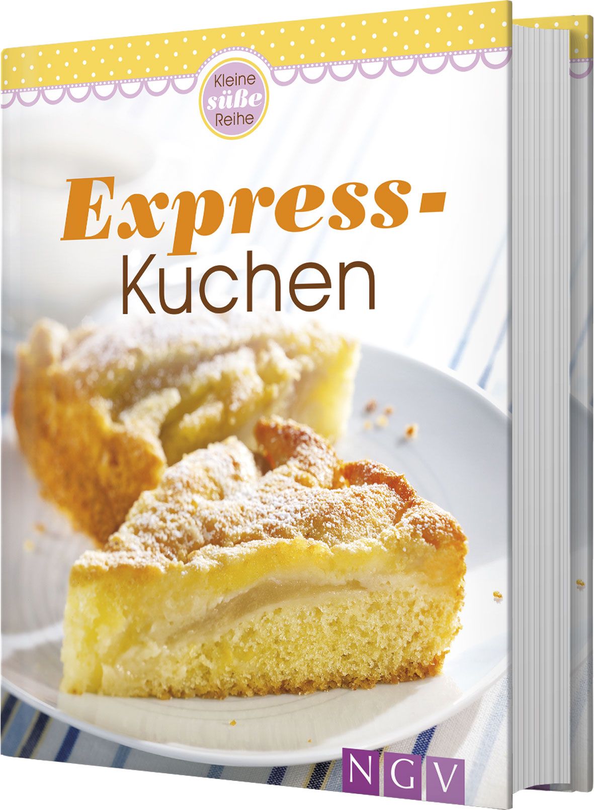 Buch mit dem Titel "Express-Kuchen". Auf dem Cover ist ein Kuchenstück abgebildet. Logo: Kleine süße Reihe, NGV.