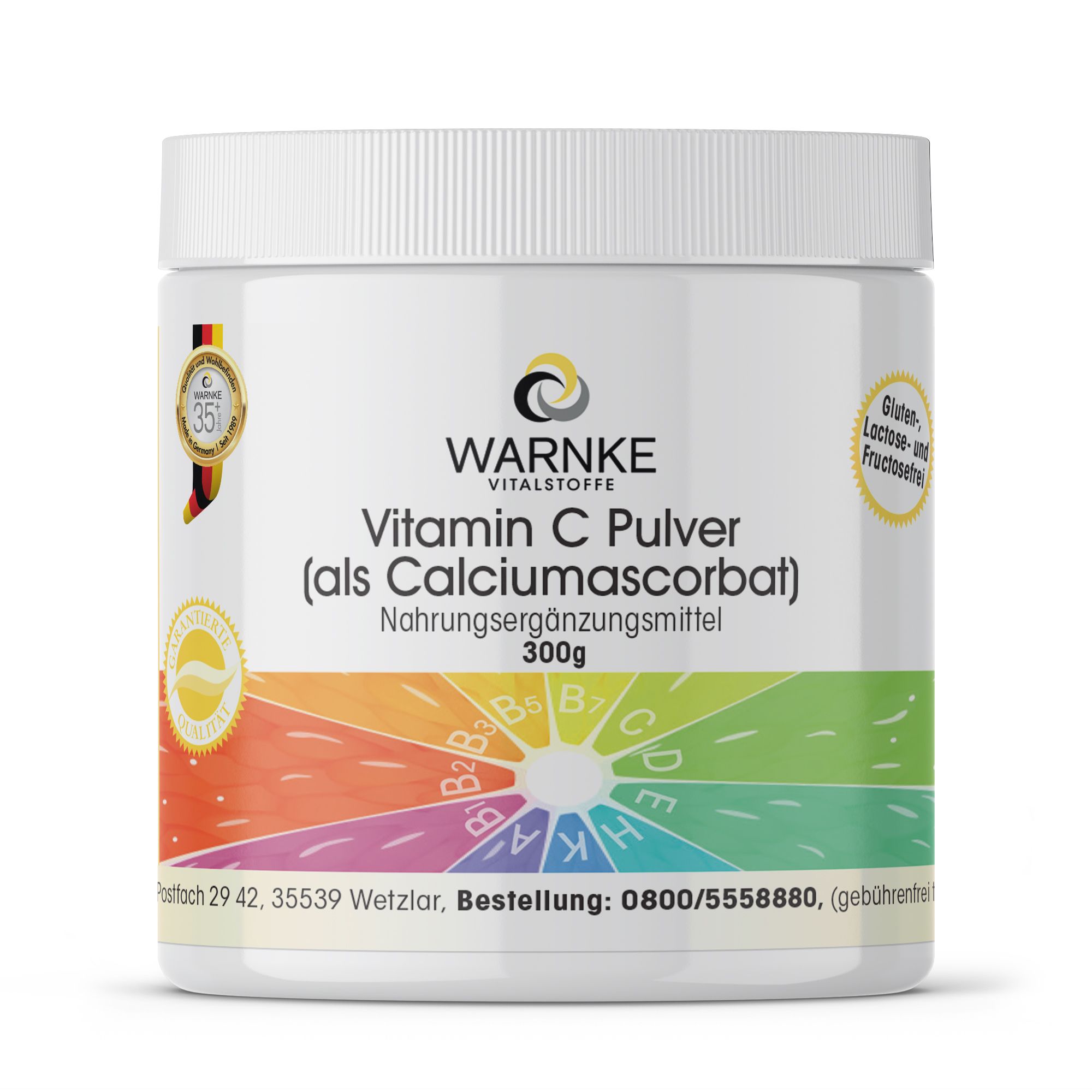 Warnke Vitalstoffe | Vitamin C Pulver (als Calciumascorbat) 300 g