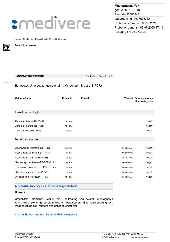 medivere diagnostics STI Plus Urintest sexuell übertragbare Erkrankungen