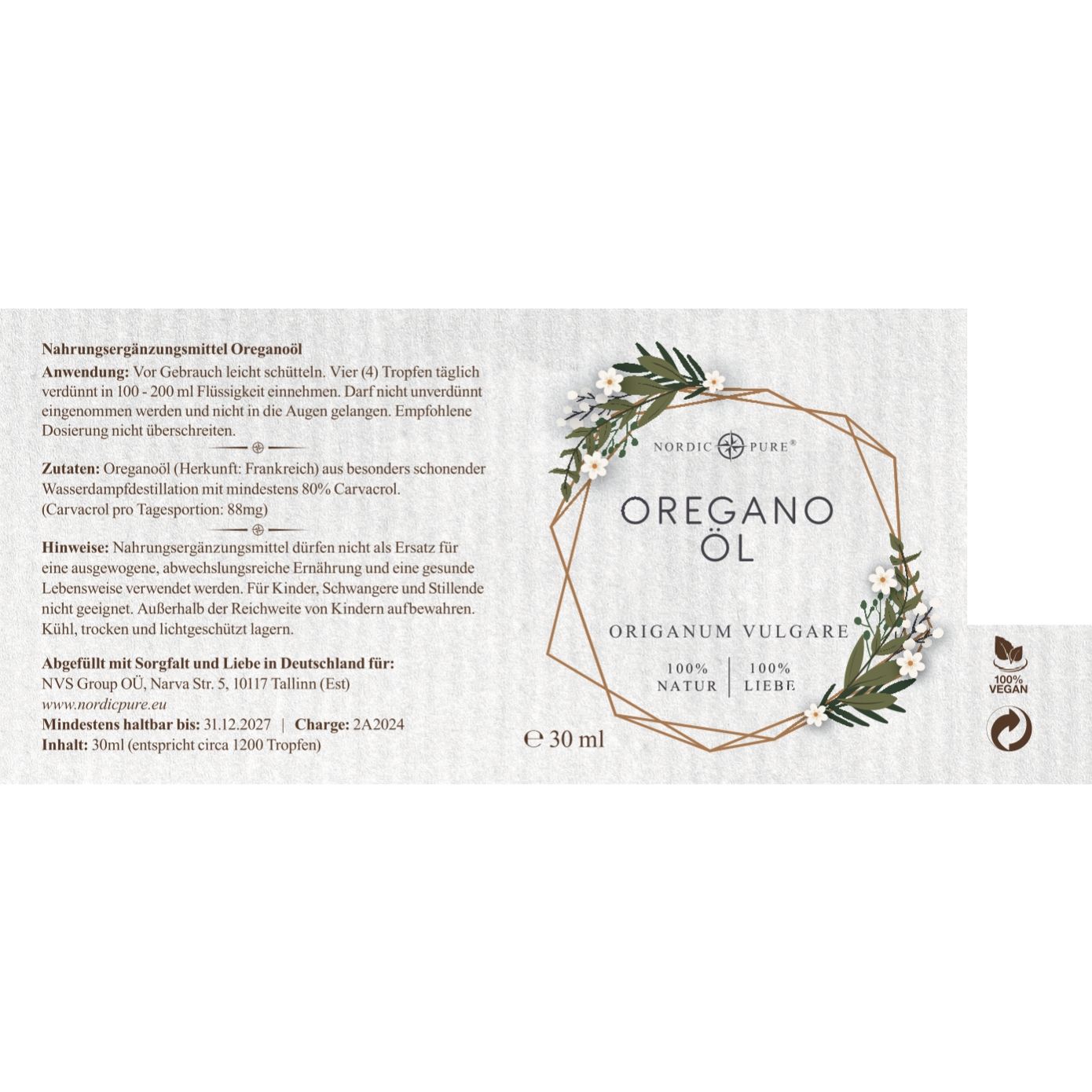 Nordic Pure Oreganoöl – 80 % Carvacrol