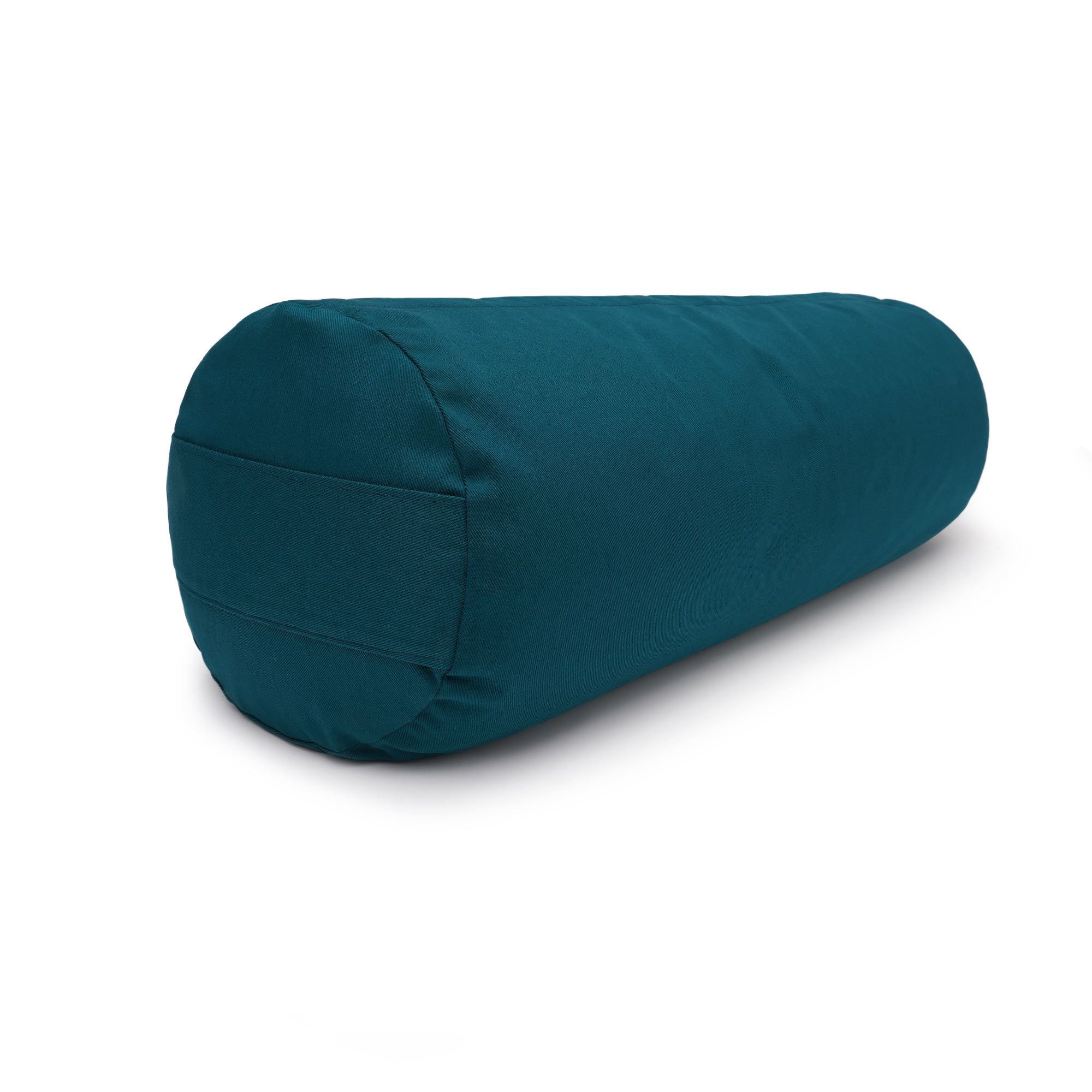 Petrolfarbenes Yogabox Bolster, zylindrisch, mit abnehmbarem Bezug.