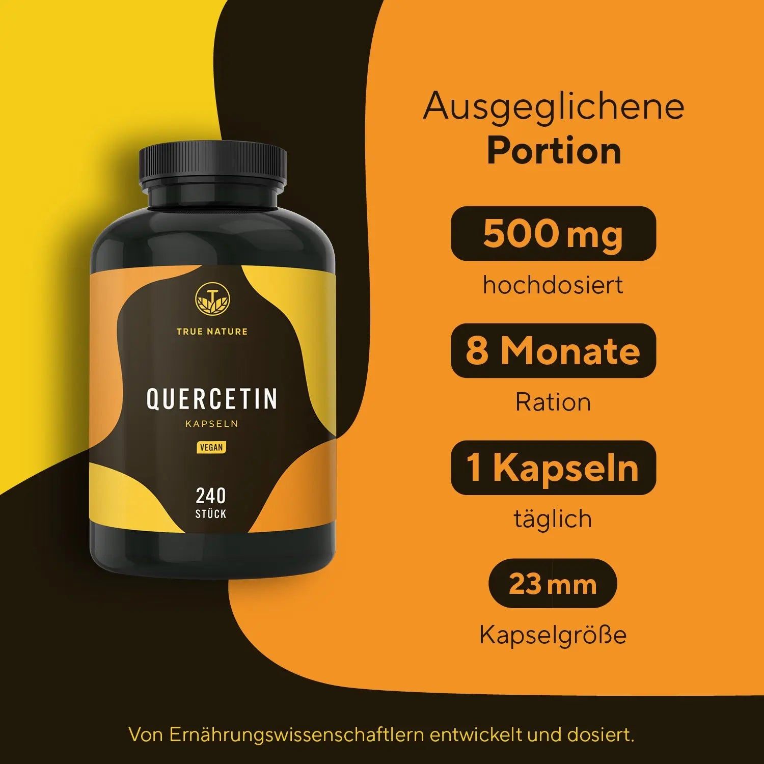 True Nature® Quercetin Kapseln - Vegan & Made in Germany 3x240 St