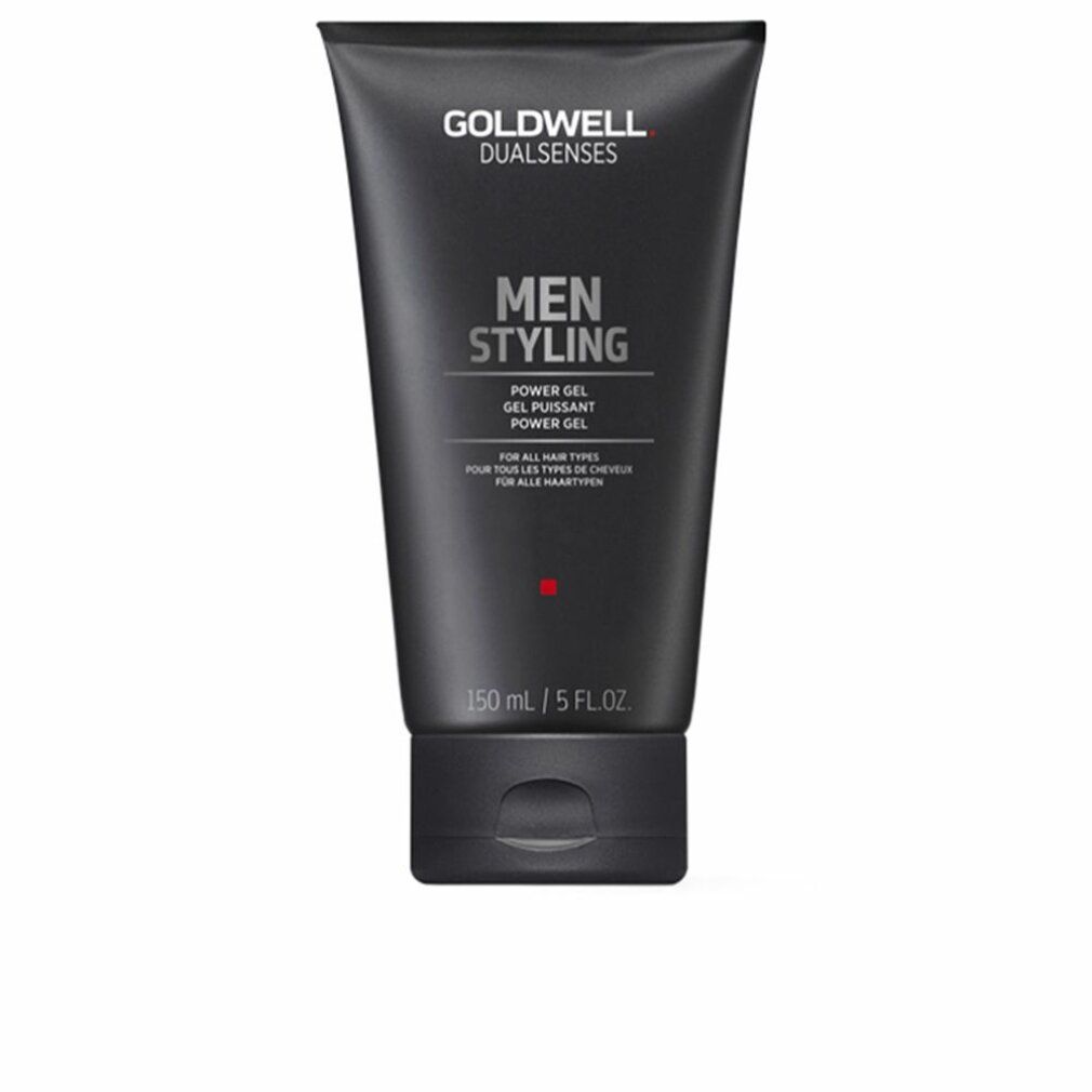 Schwarze Tube mit Produktaufschrift. Goldwell Dualsenses Men Styling Power Gel. 150 ml / 5 FL.OZ.