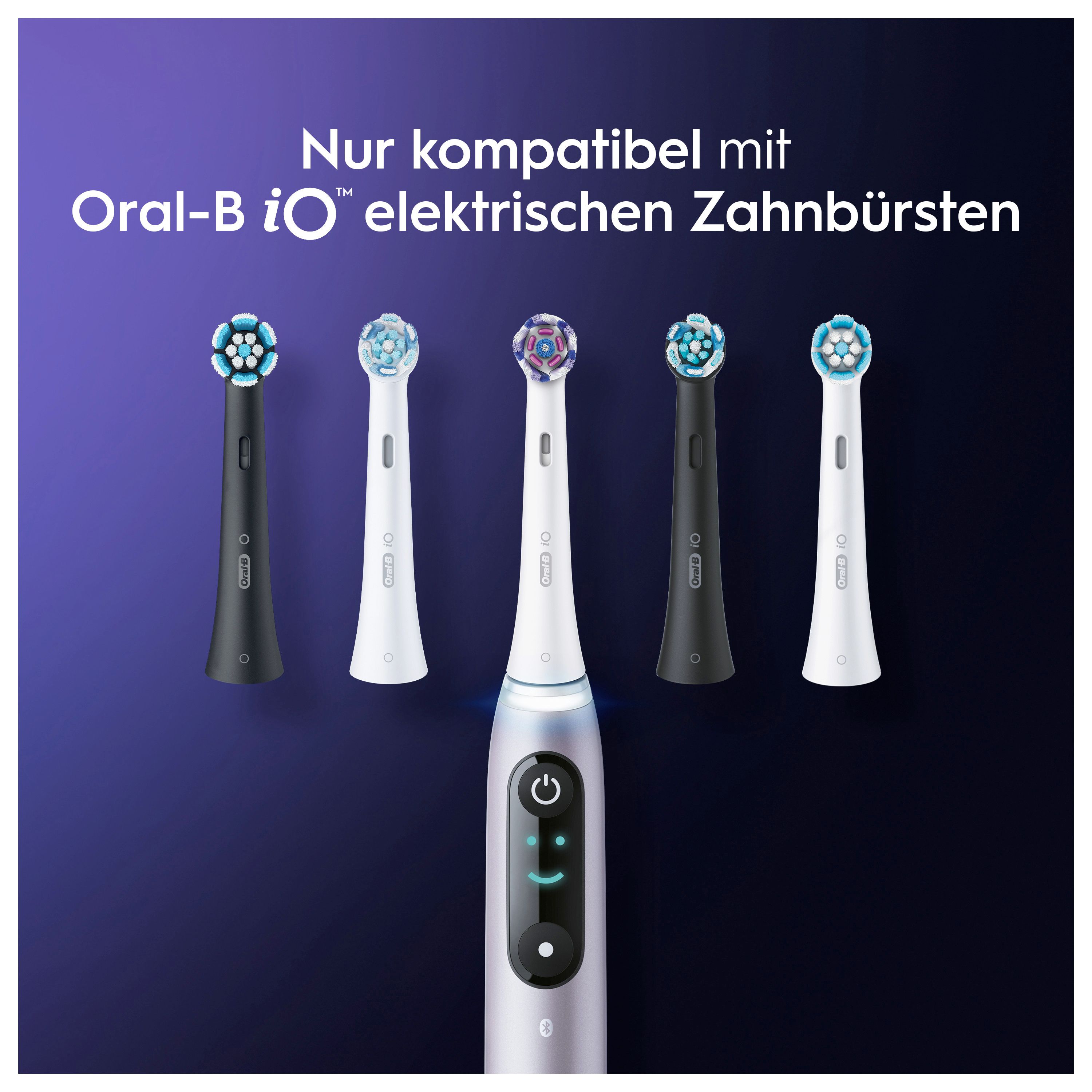 Oral-B iO Strahlendes Weiss Aufsteckbürsten für elektrische Zahnbürste, Briefkastenfähige Verpac 6 St Zahnbürste