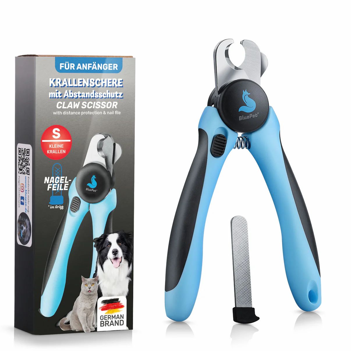 BluePet Krallenschere /Nagelschere mit Schutz für Hunde und Katzen 1 St