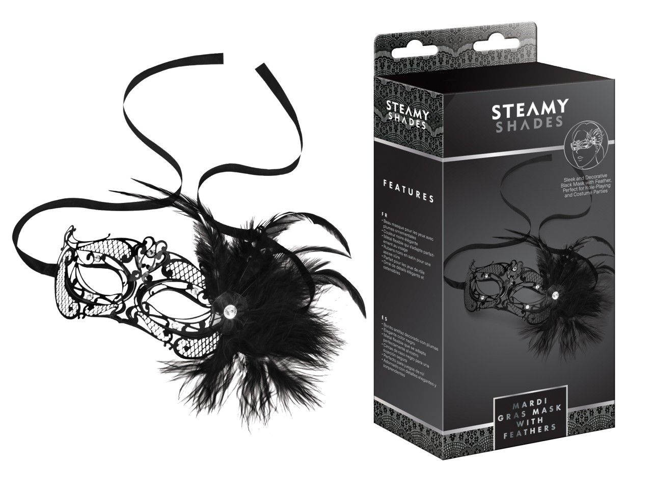 Steamy Shades - Augenmaske mit dekorativen Federn 1 St