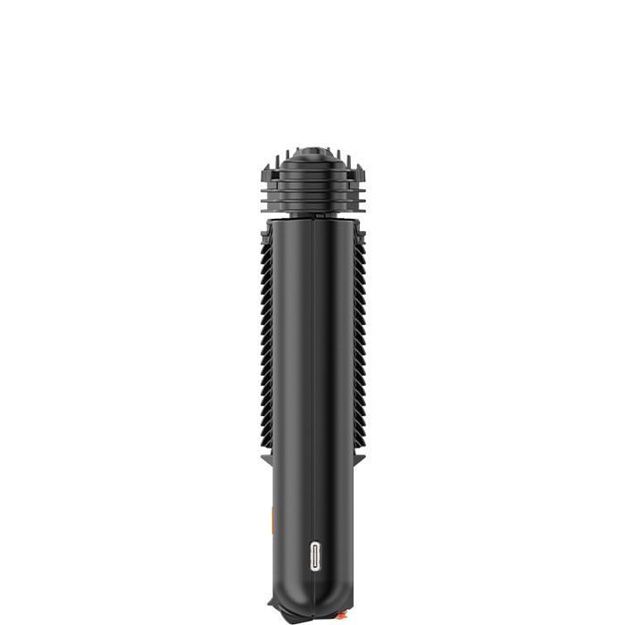 Seitenansicht des MIGHTY+ Vaporizers, zeigt das schlanke Design und den Ladeanschluss.