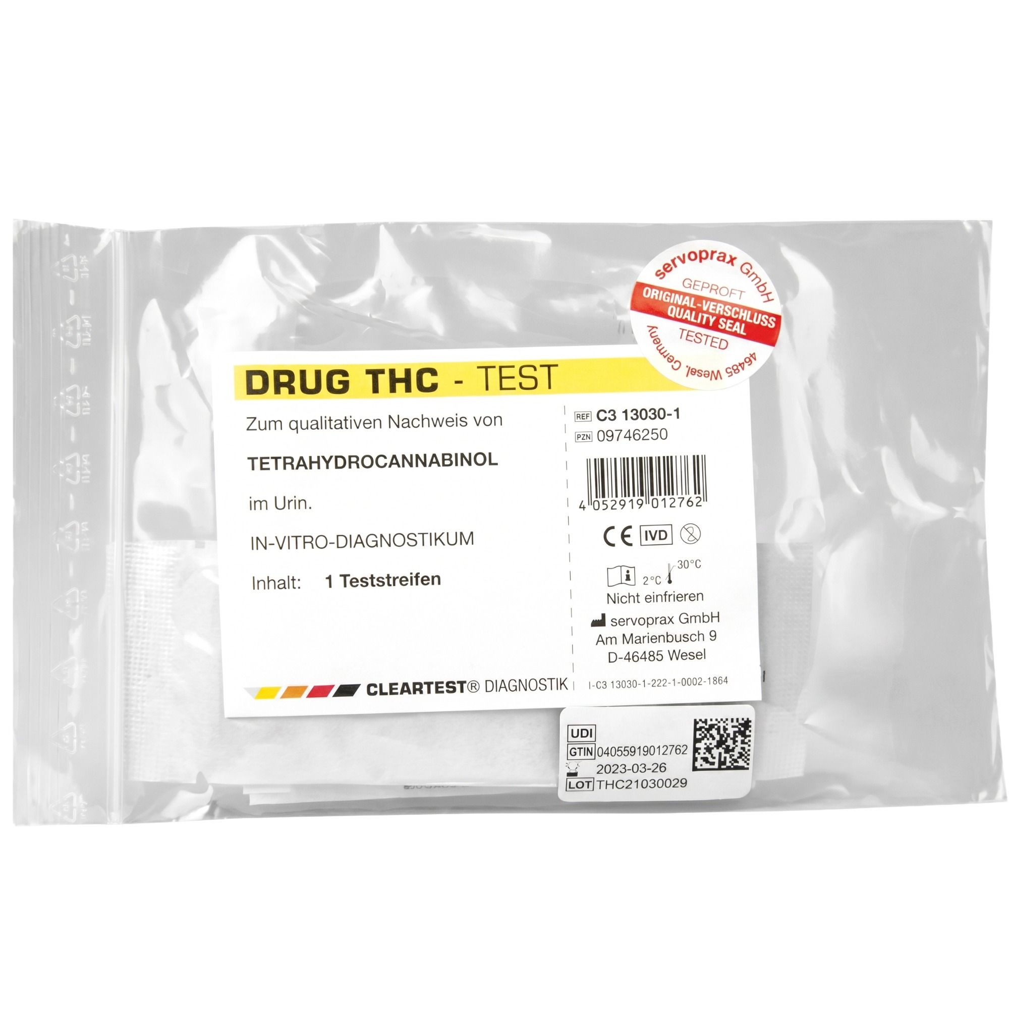 CLEARTEST Drogentest Urin, Nachweis von Tetrahydrocannabinol THC, 50 ng/l