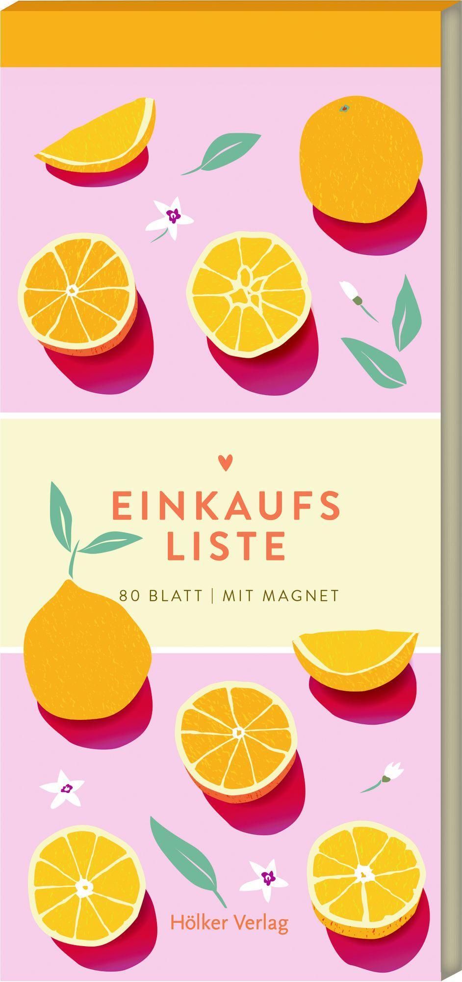 Einkaufsliste - Orangen 80 Blatt | Mit Magnet