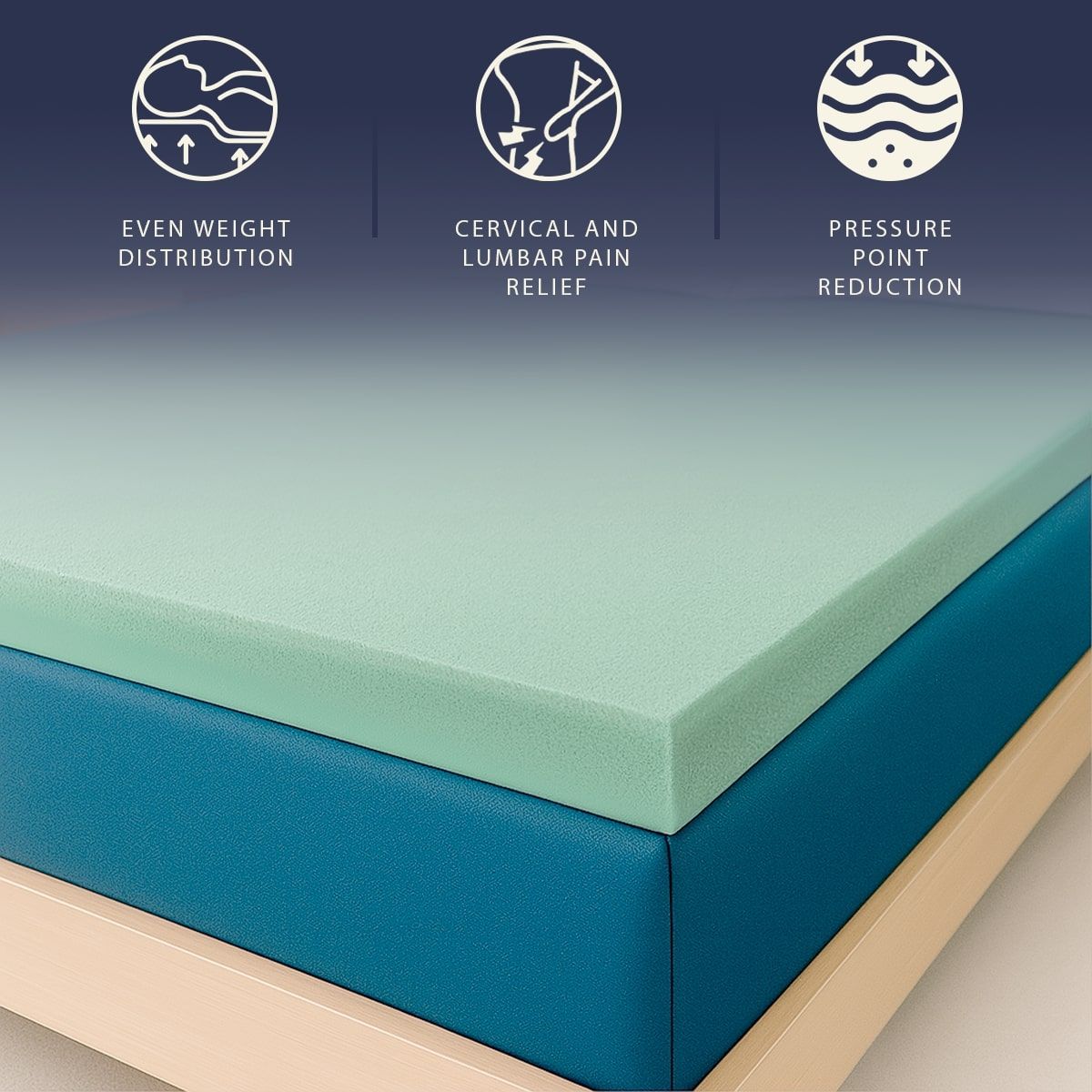 The White Stone Matratzentopper 90x190 aus Memory Foam mit Höhe 5 cm