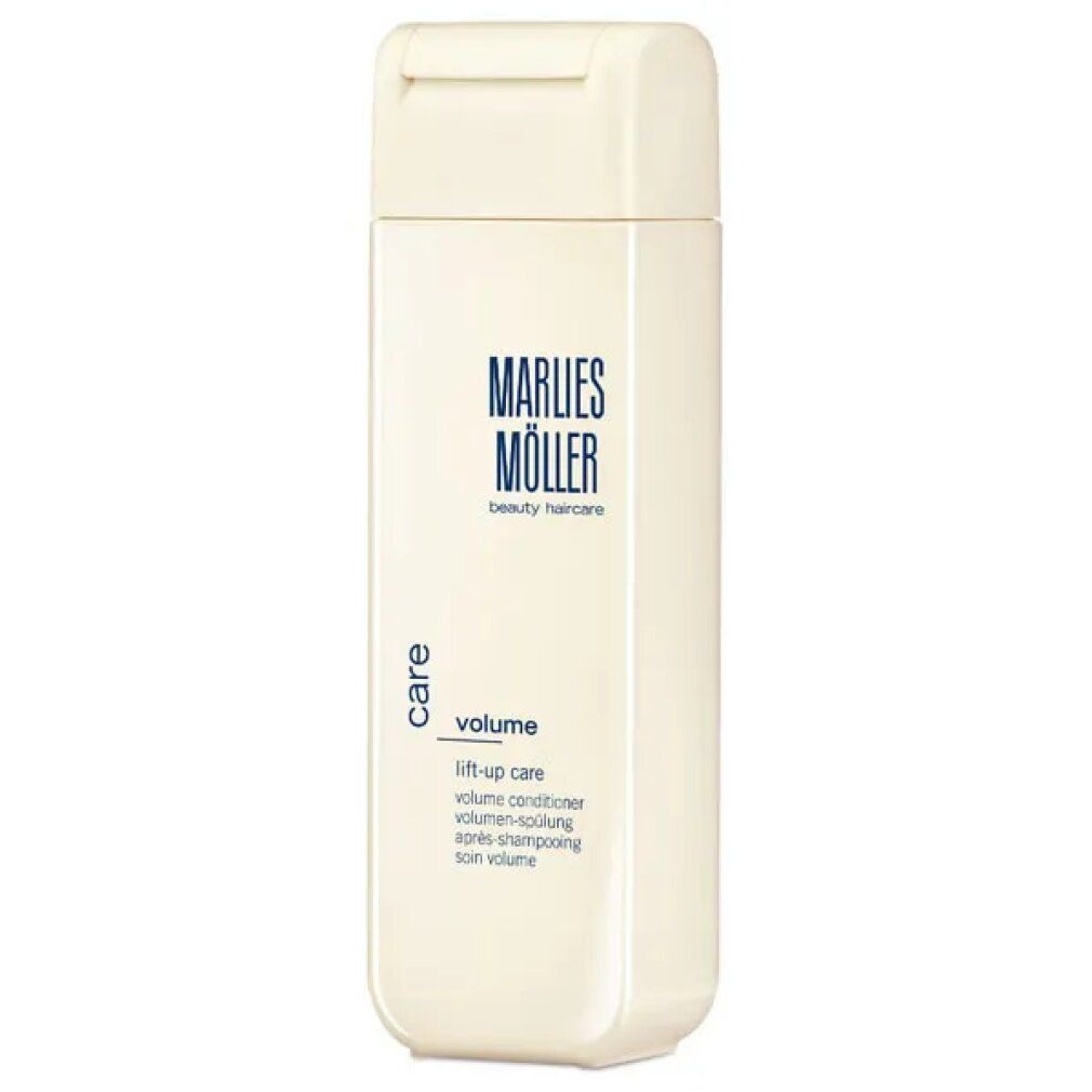 Marlies Möller Lift-Up Care Volume Conditioner. Beige Flasche mit Schriftzug. Produktname und Volumenangabe.