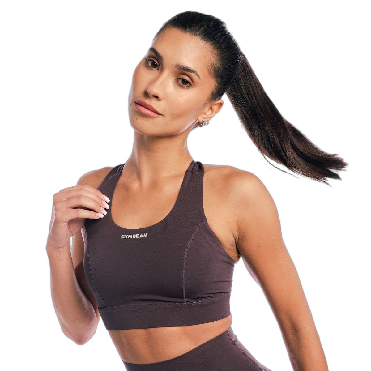 GymBeam Sport-BH Damen mit gekreuzten Trägern Tee Brown
